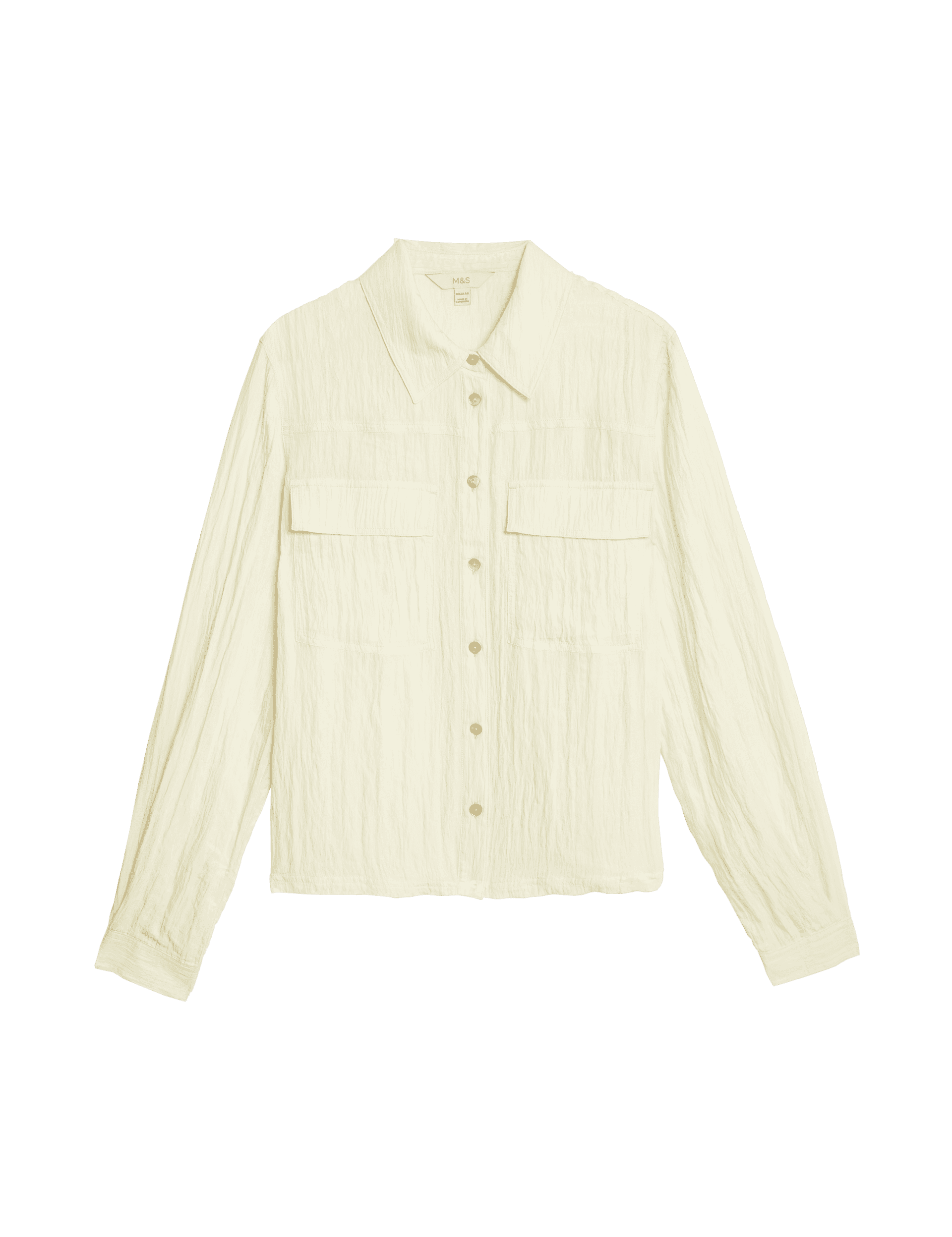 M&S Collection Women's Cropped Textured Collared Shirt - 14REG - Buttermilk, Buttermilk,Thunder