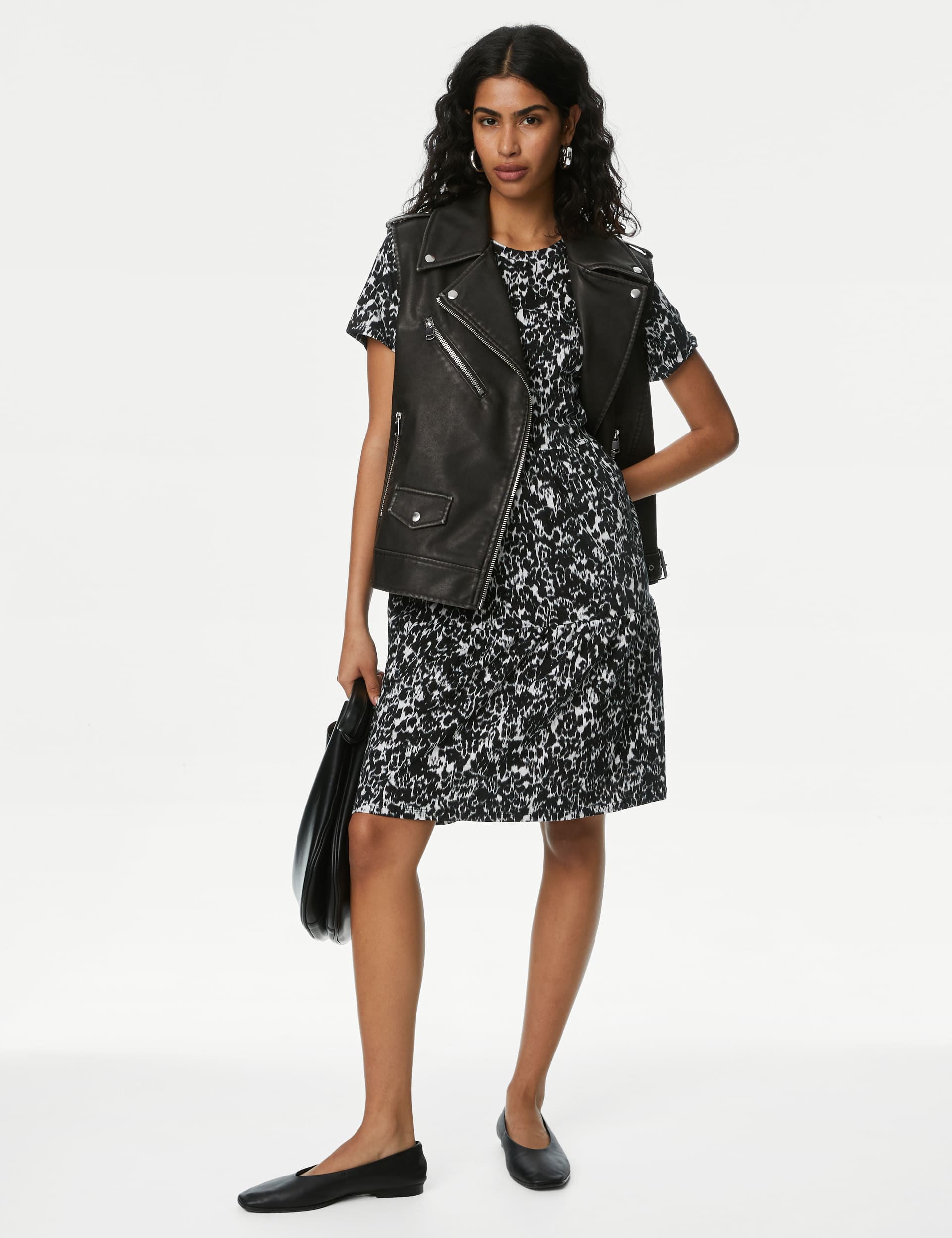 M&S Women's Jersey Animal Print Skater Dress