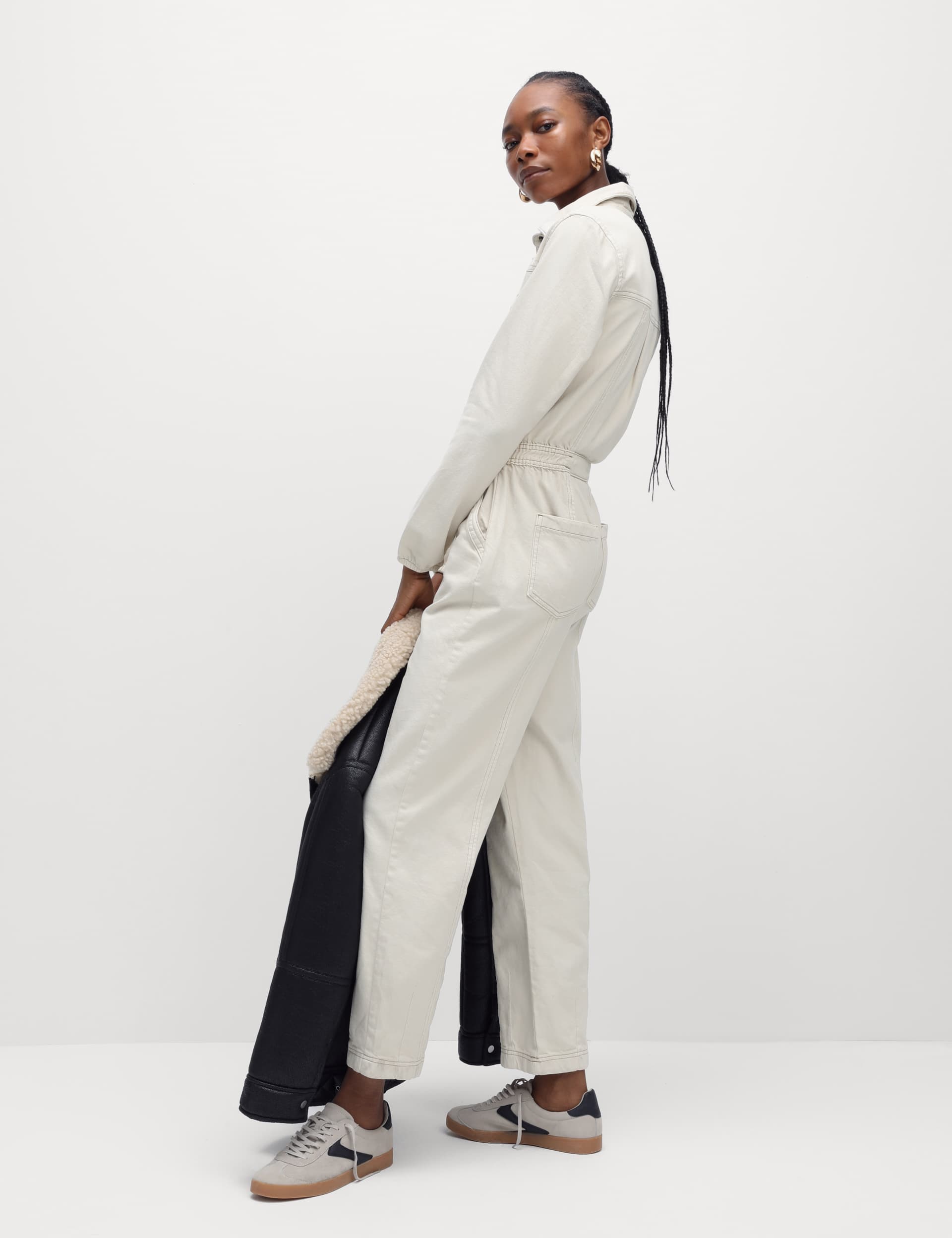 M&S Women's Denim Long Sleeve Utility Jumpsuit
