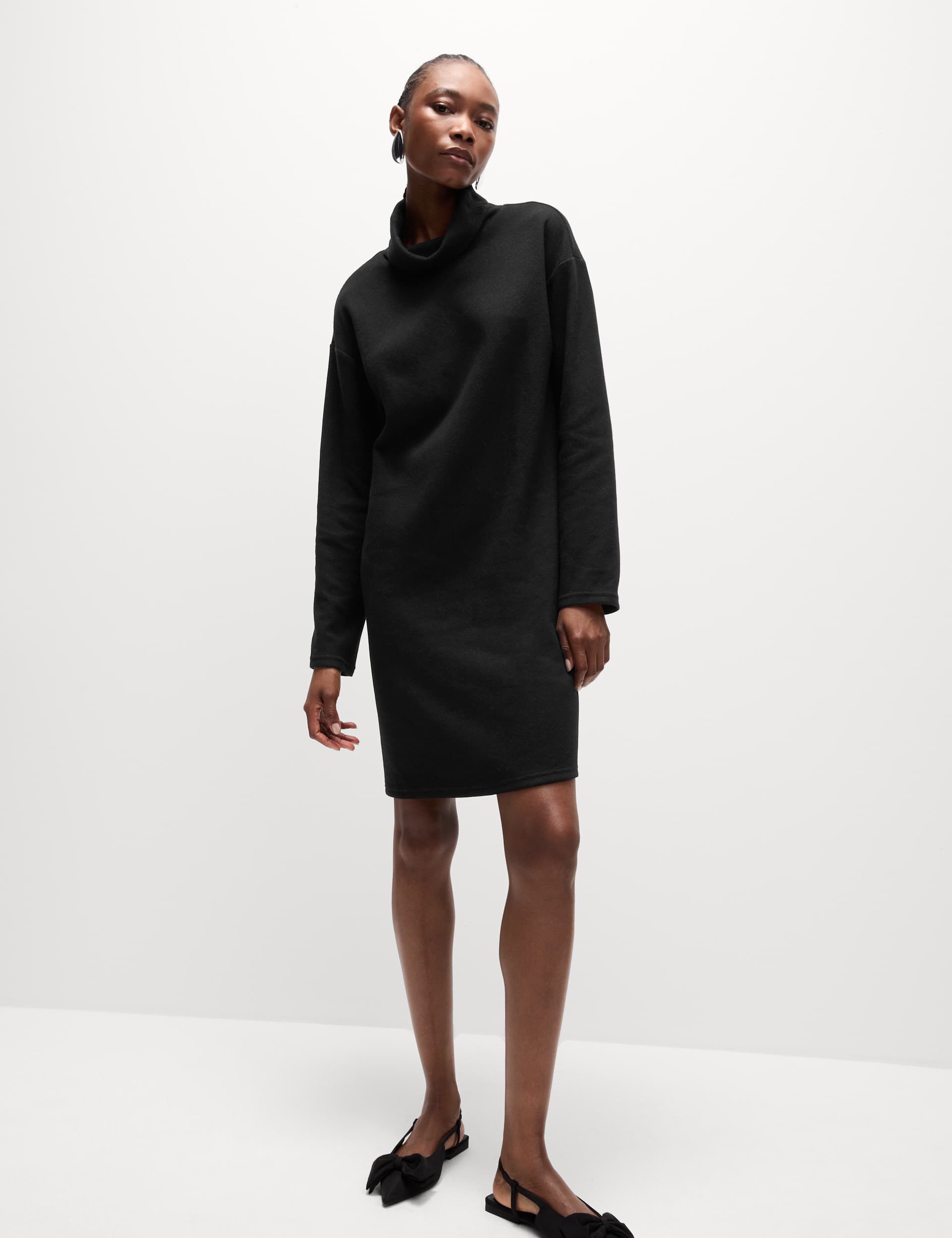 M&S Women's Jersey Funnel Neck Mini Jumper Dress