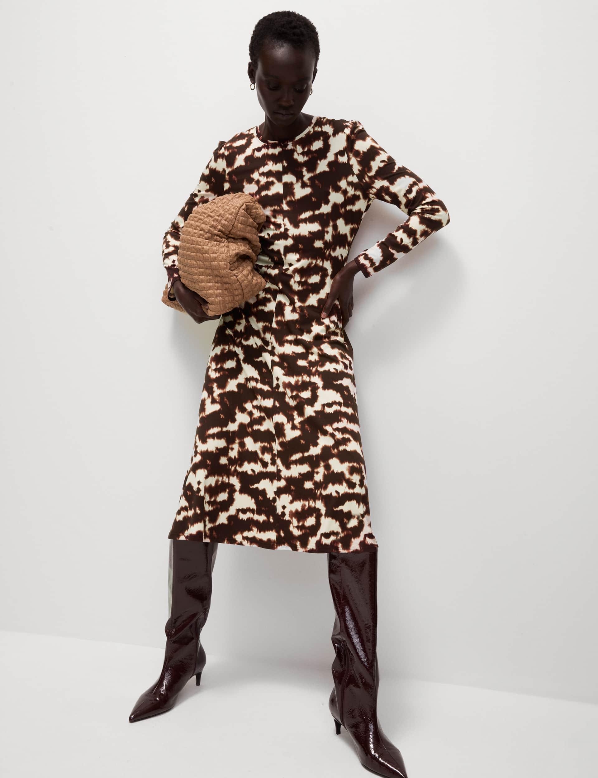 M&S Women's Jersey Printed Midi Column Dress