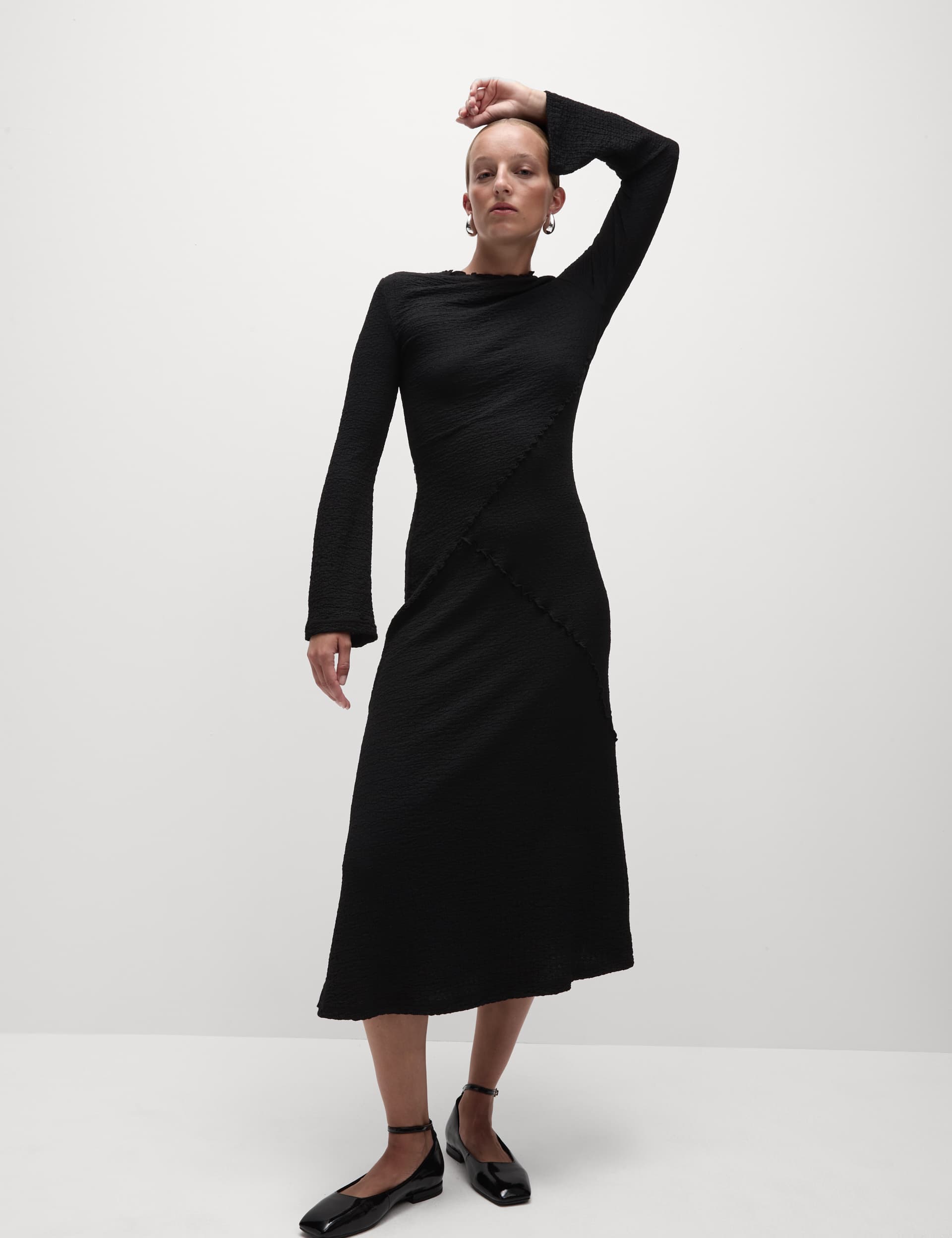 M&S Women's Jersey Textured Midaxi Relaxed Skater Dress