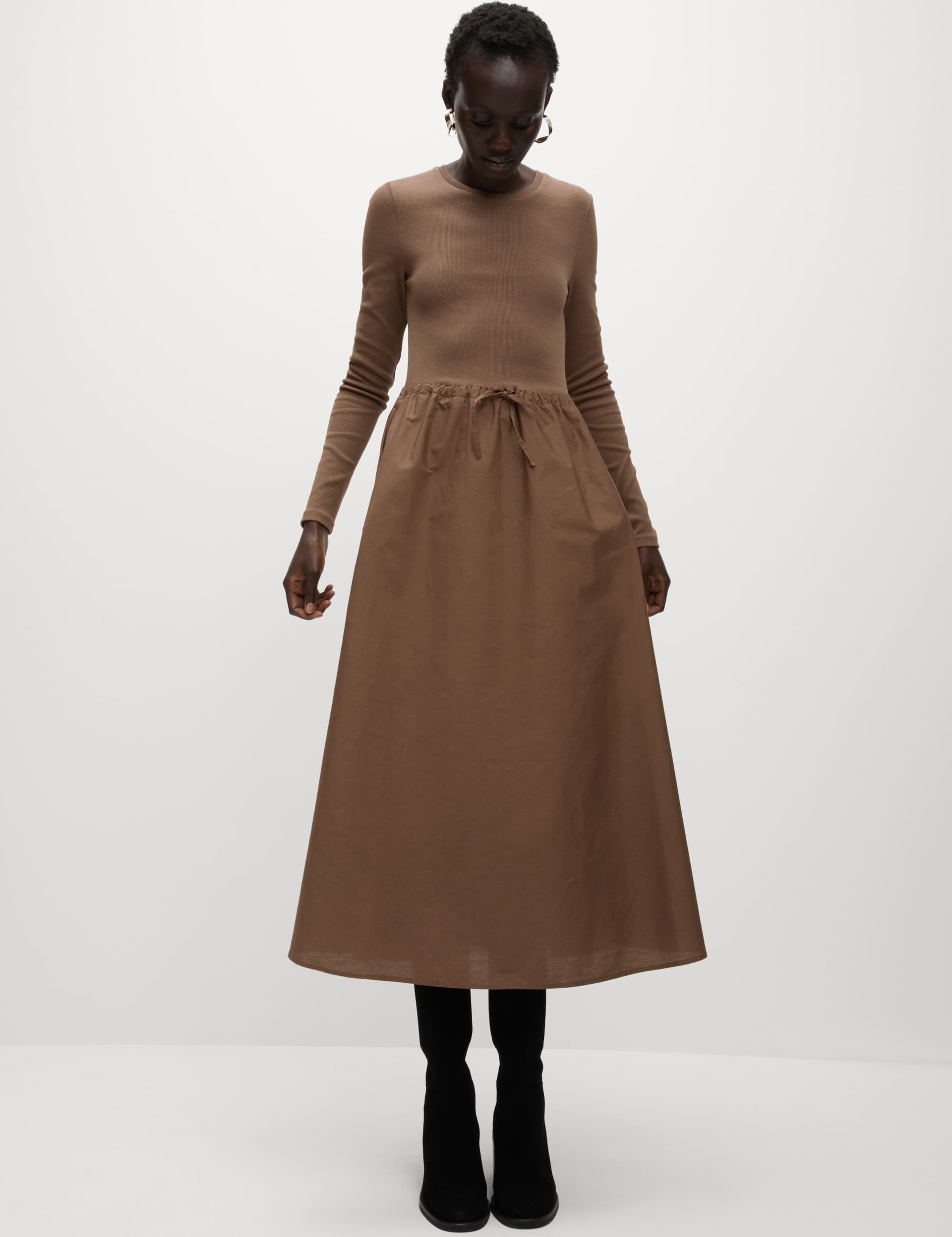 M&S Women's Cotton Rich Midi Skater Dress