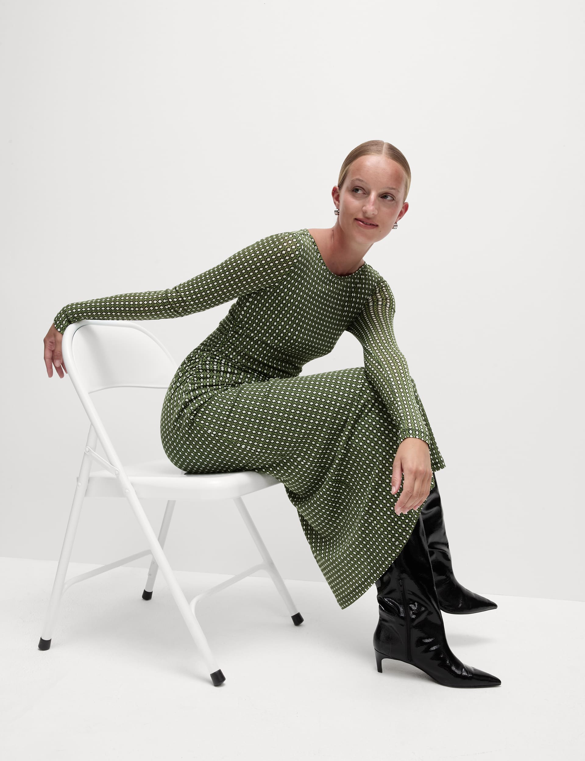 M&S Women's Mesh Jersey Printed Midi Column Dress