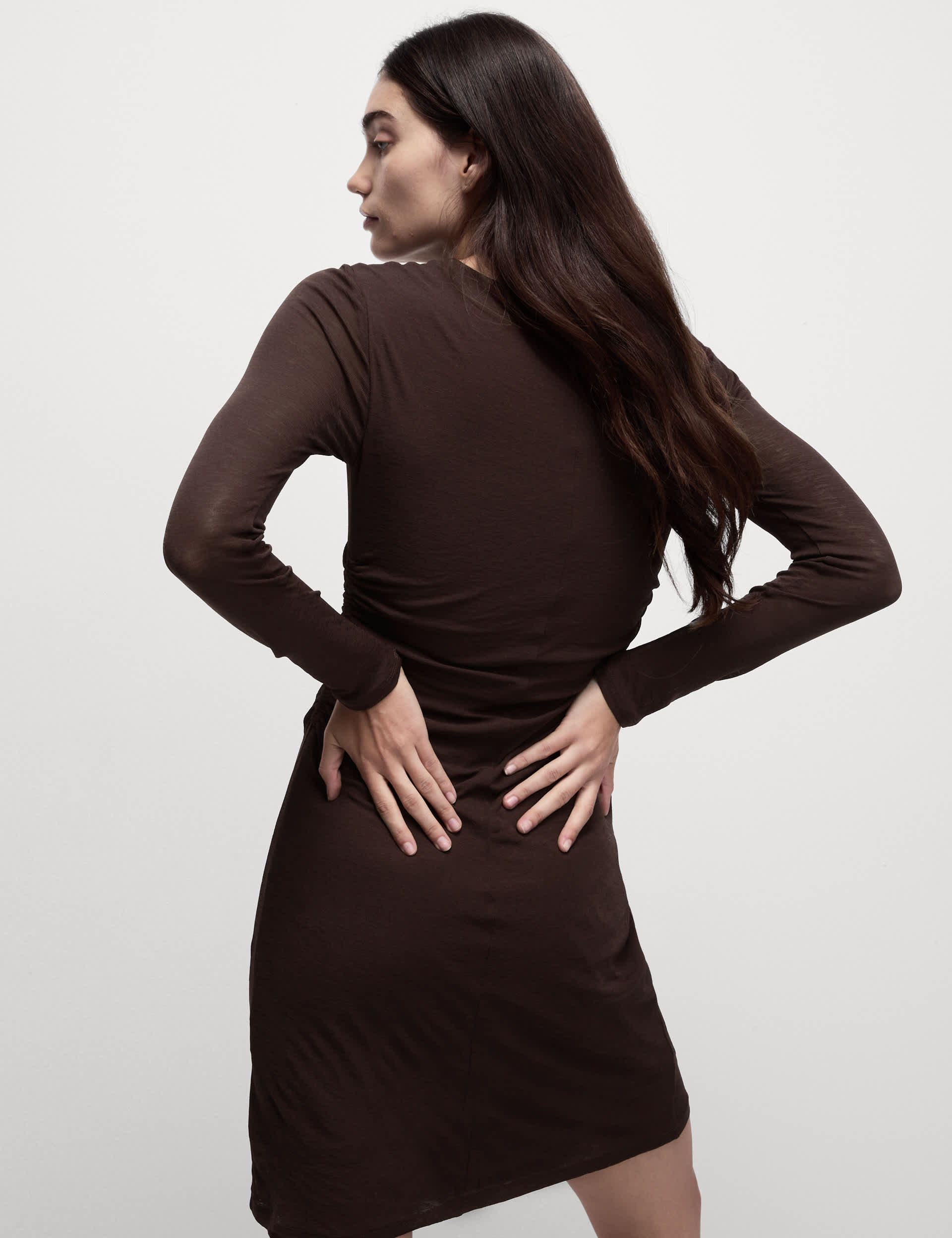 M&S Women's Mesh Jersey Ruched Mini Column Dress