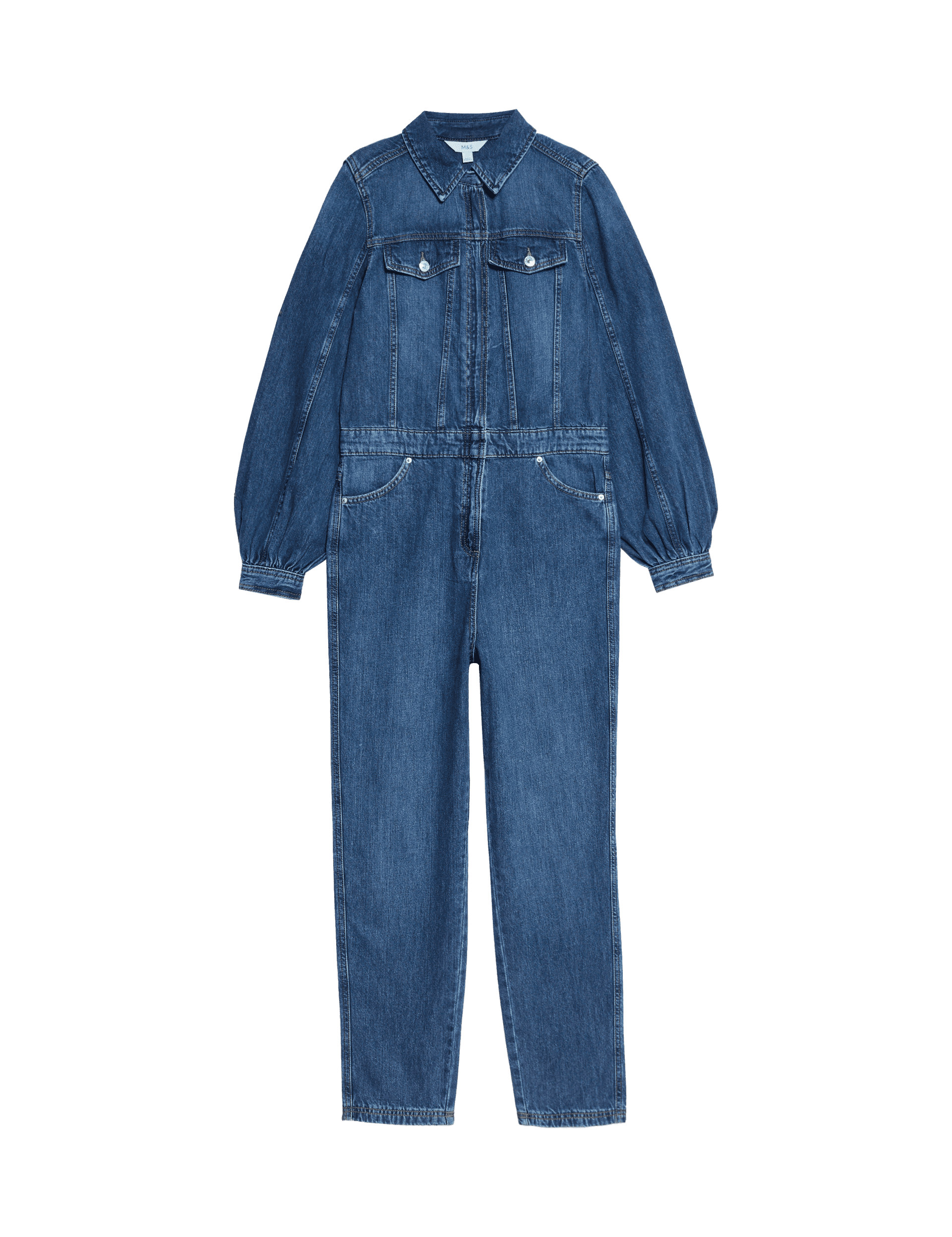 M&S Collection Women's Denim Waisted Jumpsuit - 12REG, Denim