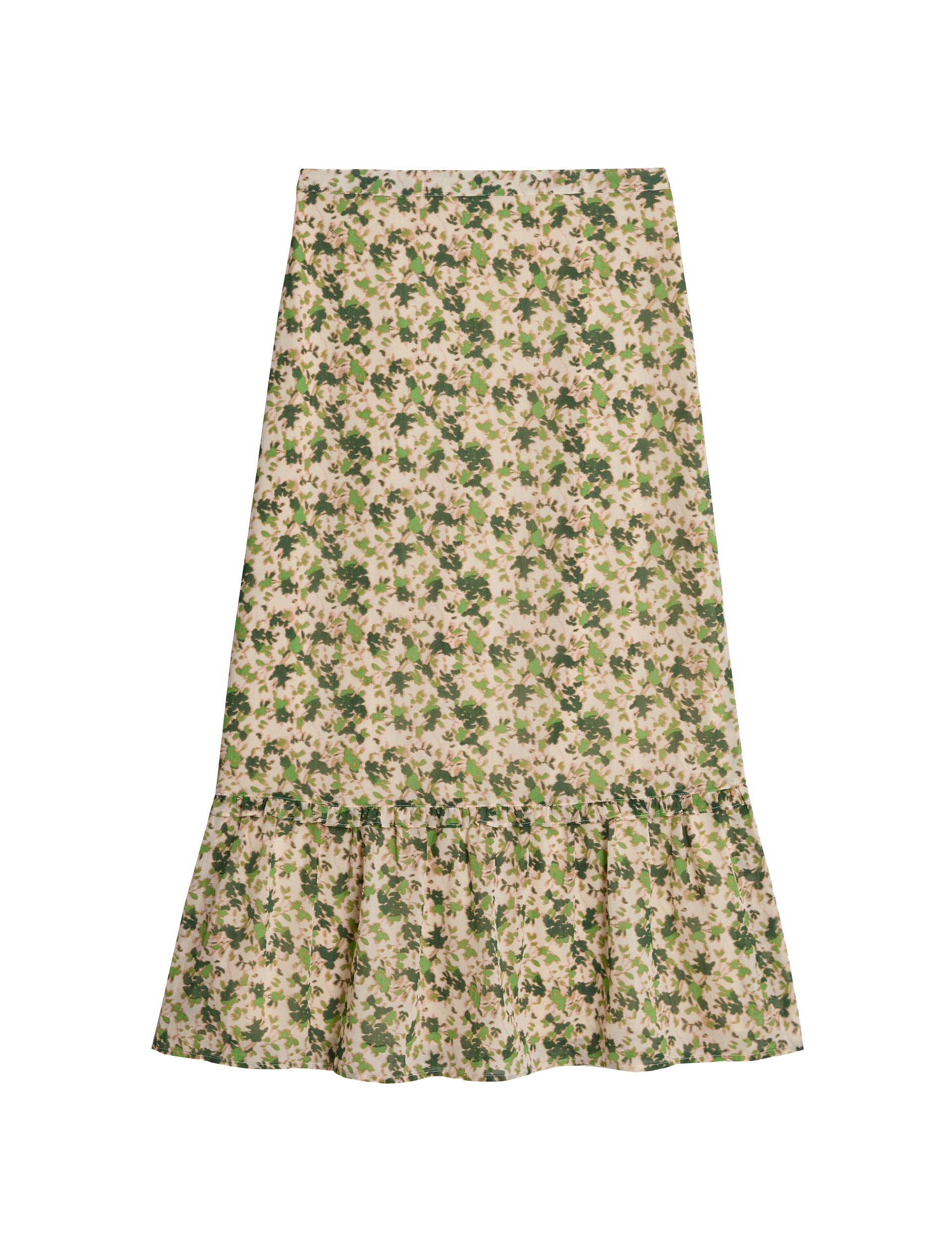 M&S Collection Women's Chiffon Floral Midi Circle Skirt - 12REG - Ecru Mix, Ecru Mix