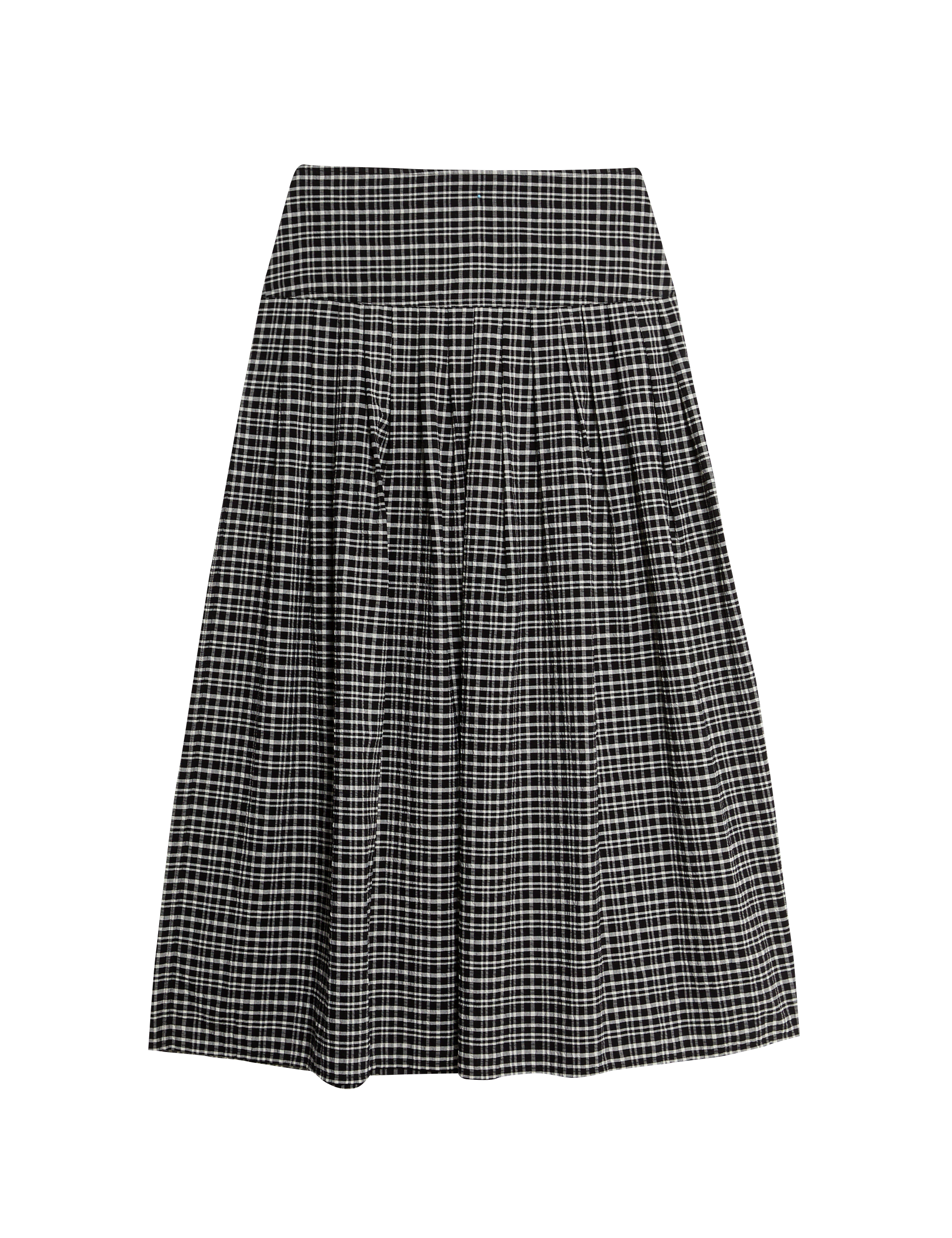 M&S Collection Women's Checked Pleated Midaxi A-Line Skirt - 6REG - Black Mix, Black Mix