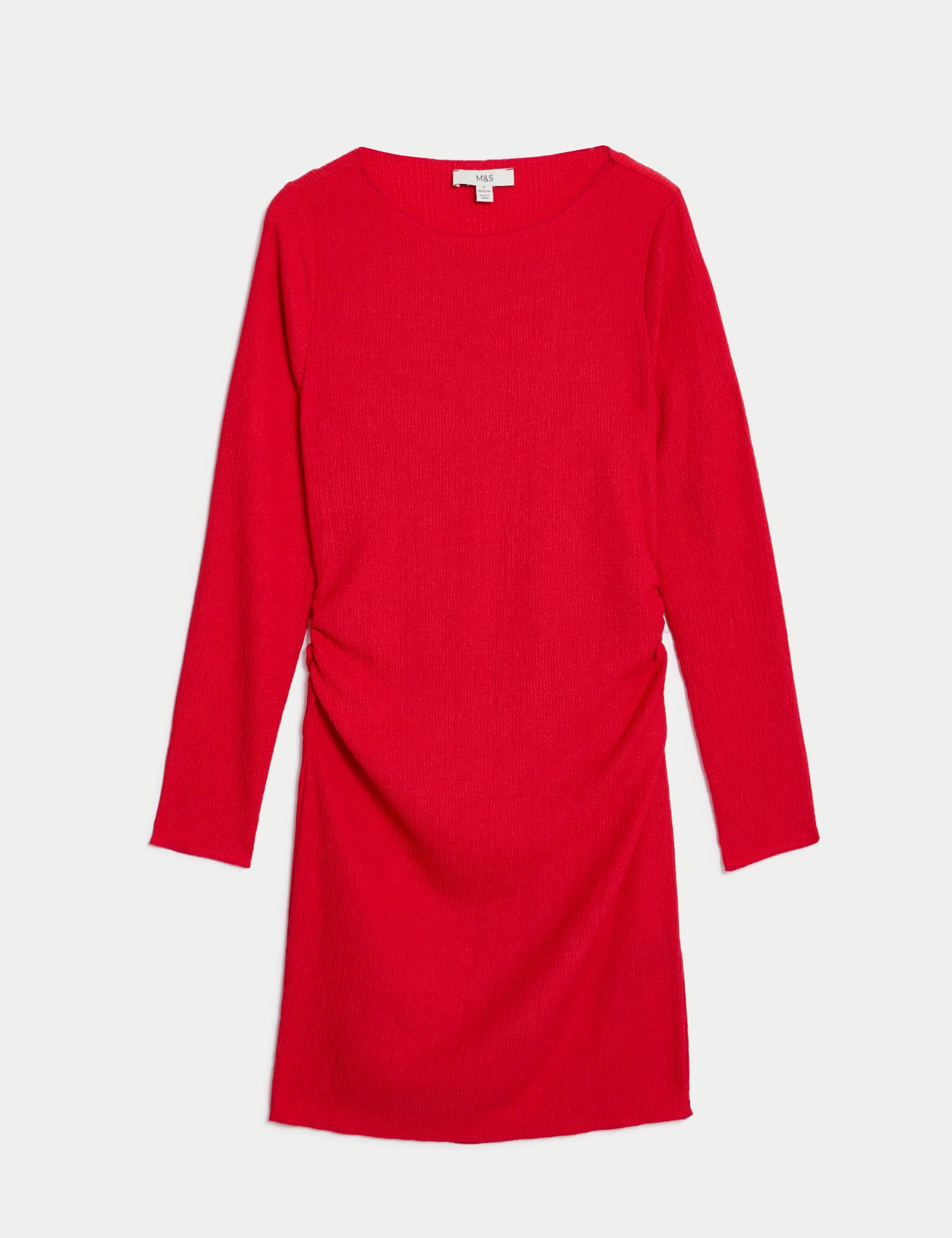 M&S Women's Jersey Textured Mini Column Dress - 12REG - Red Orchid, Red Orchid