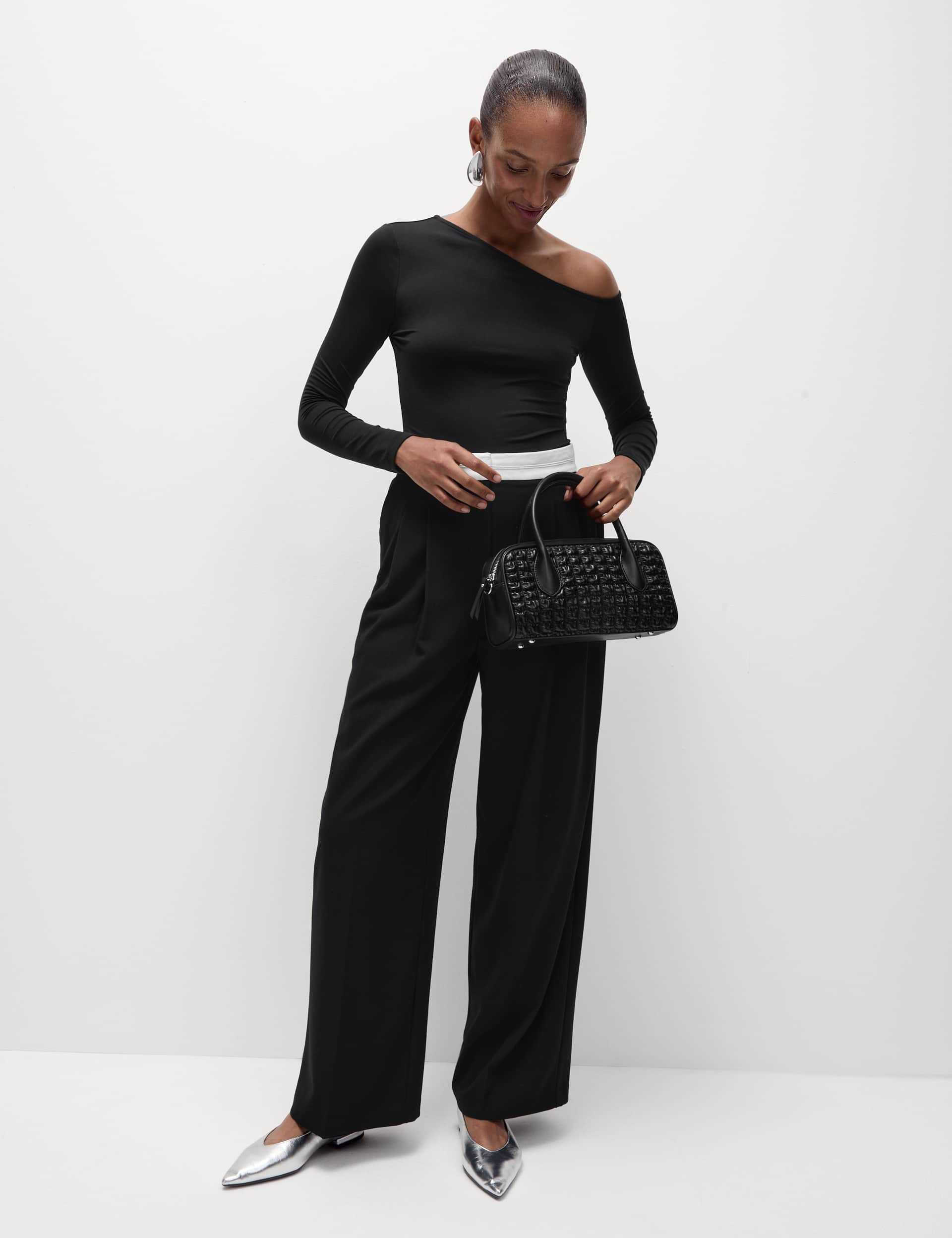 M&S Women's Jersey One Shoulder Top