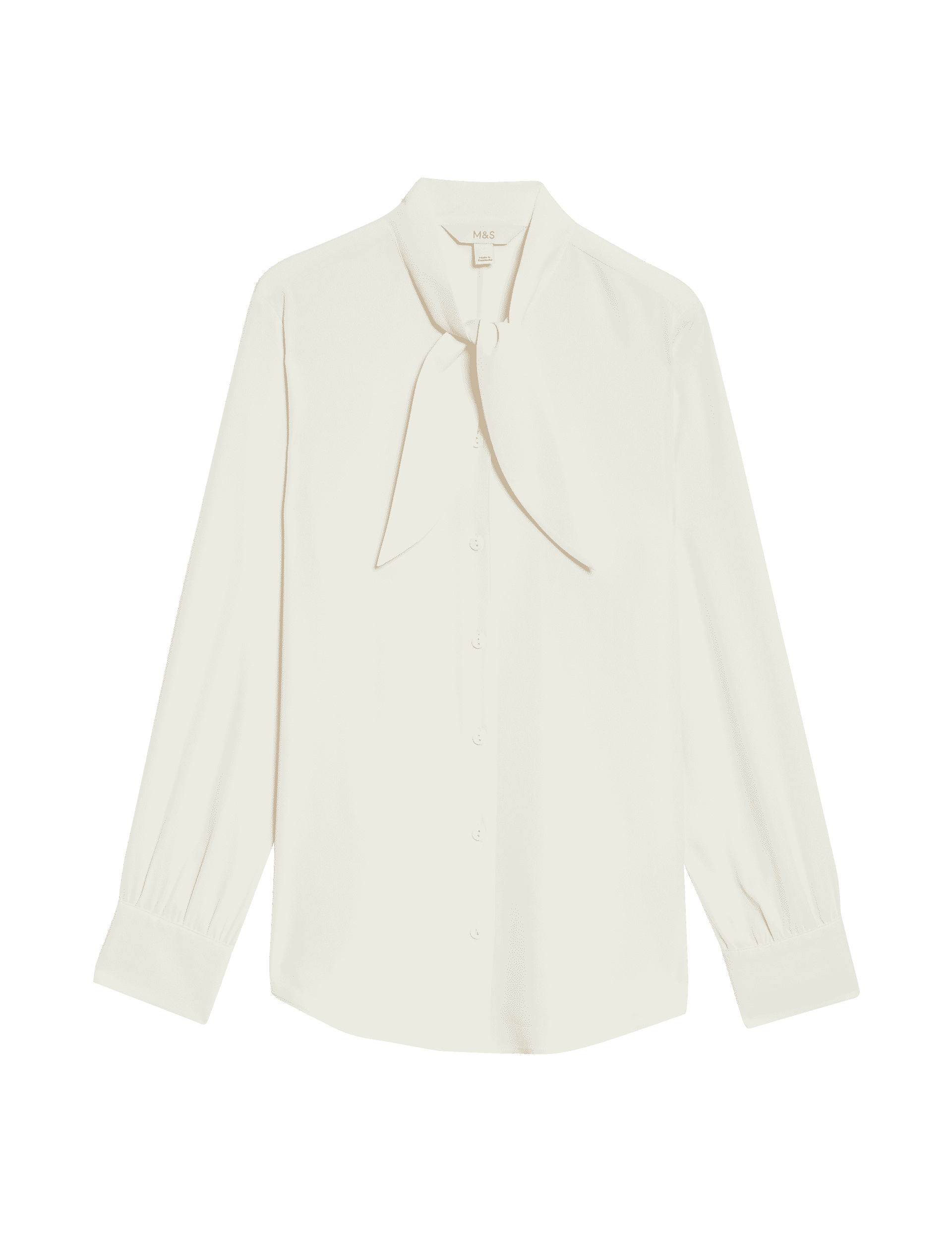 M&S Collection Women's Tie Neck Blouse - 24REG - Ivory, Ivory