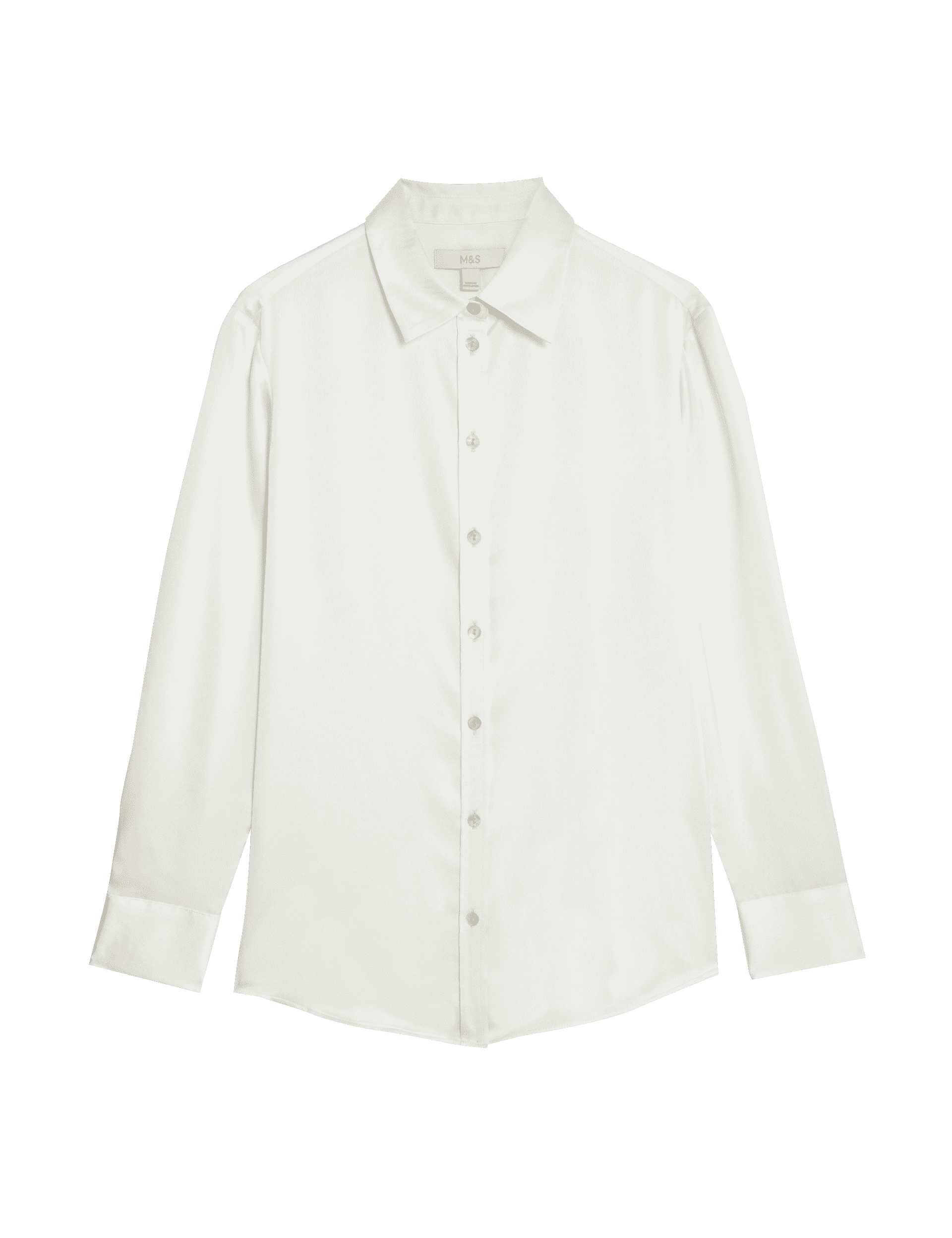 M&S Collection Women's Satin Collared Shirt - 16REG - Ivory, Ivory