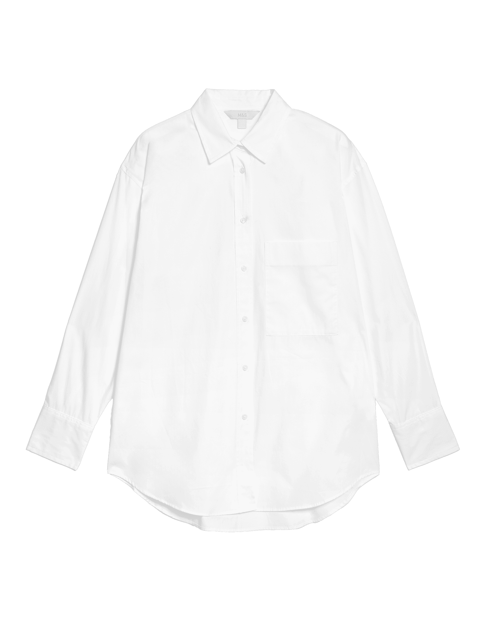 M&S Collection Women's Pure Cotton Oversized Shirt - 12REG - White, White