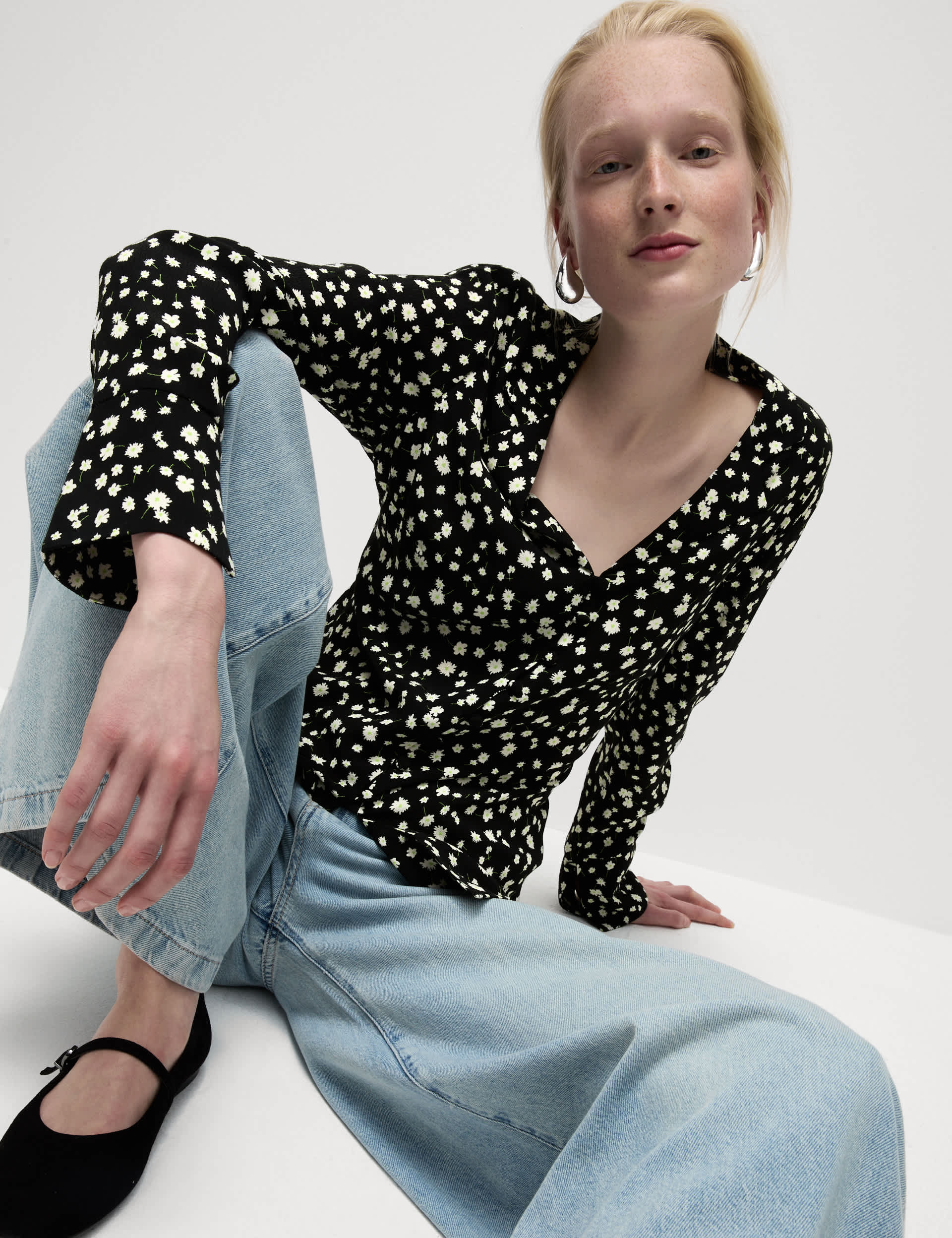 M&S Women's Printed V-Neck Shirt