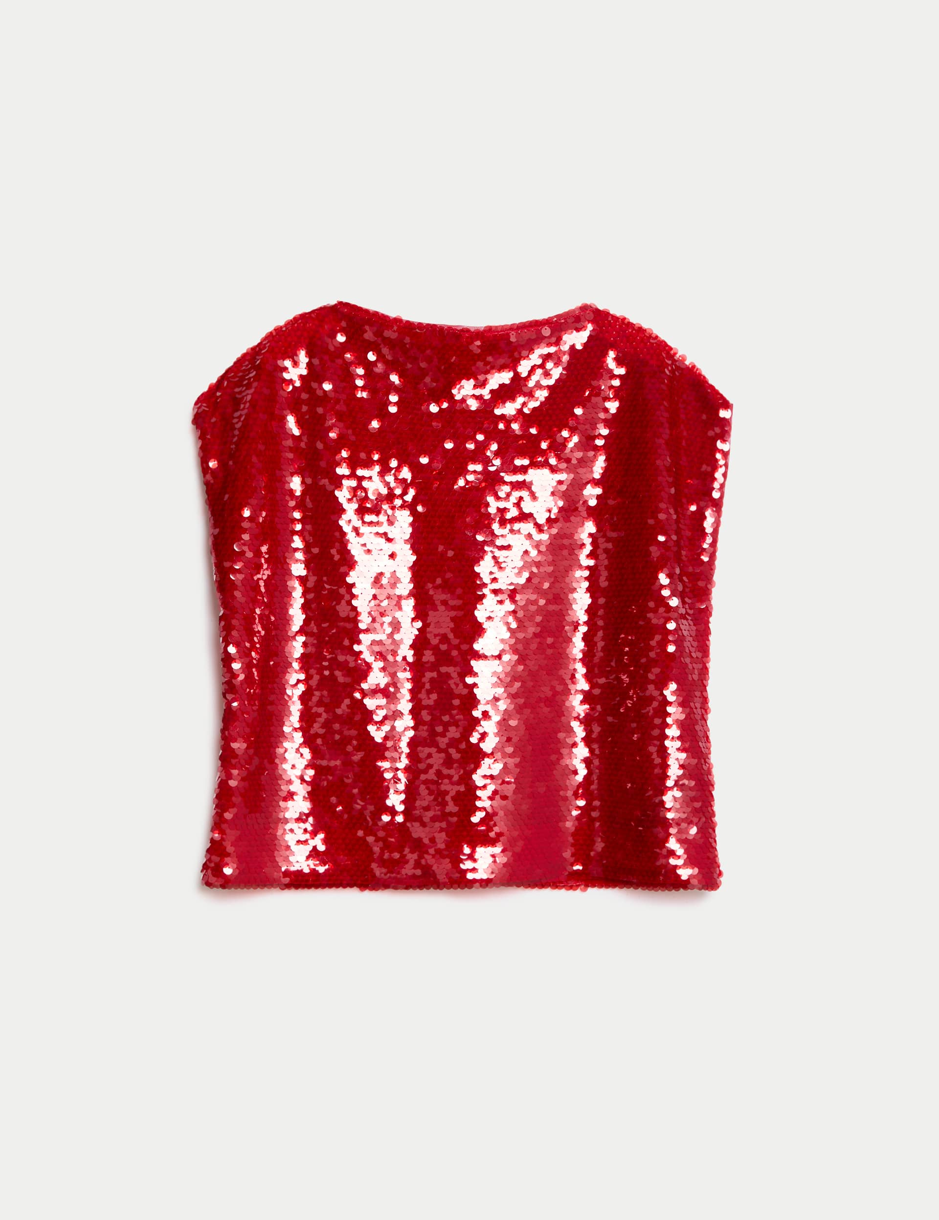 M&S Women's Sequin Top - 18REG - Red, Red