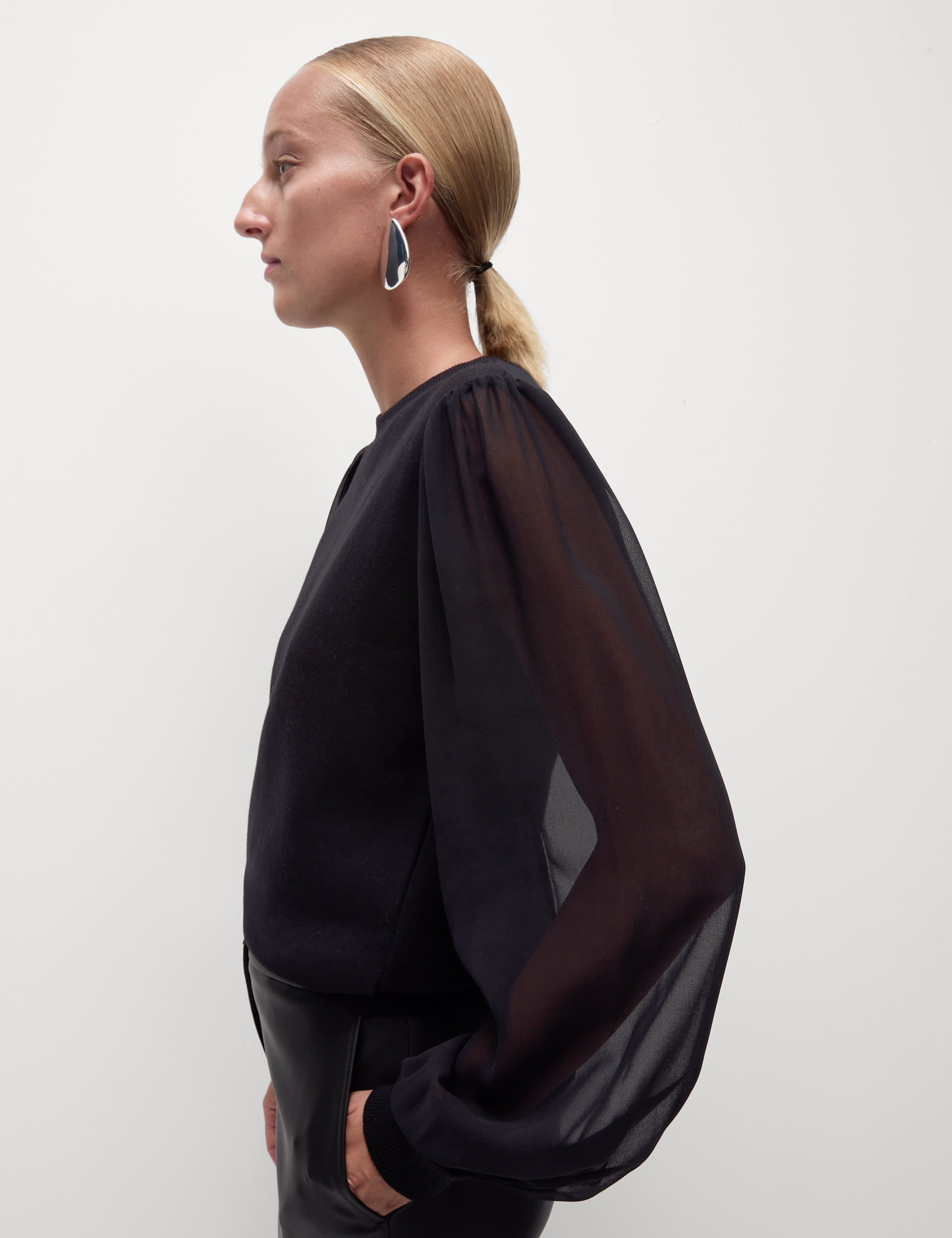 M&S Women's Jersey Blouson Sleeve Sweatshirt