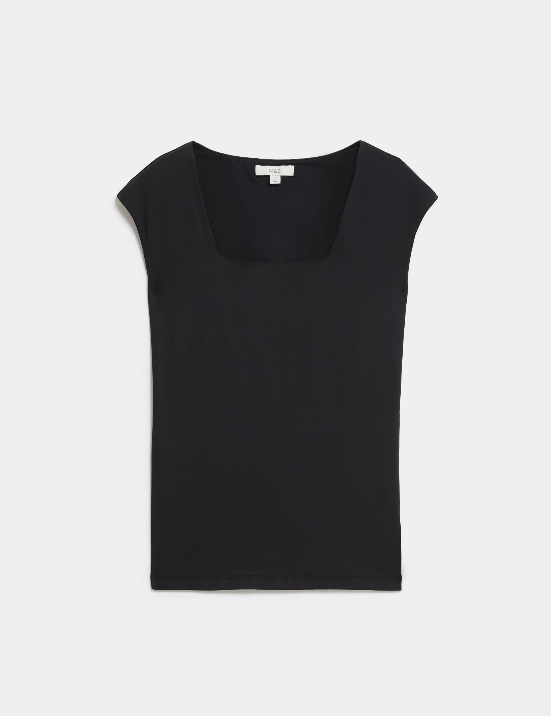 M&S Women's Square Neck Top - 12REG - Black, Black