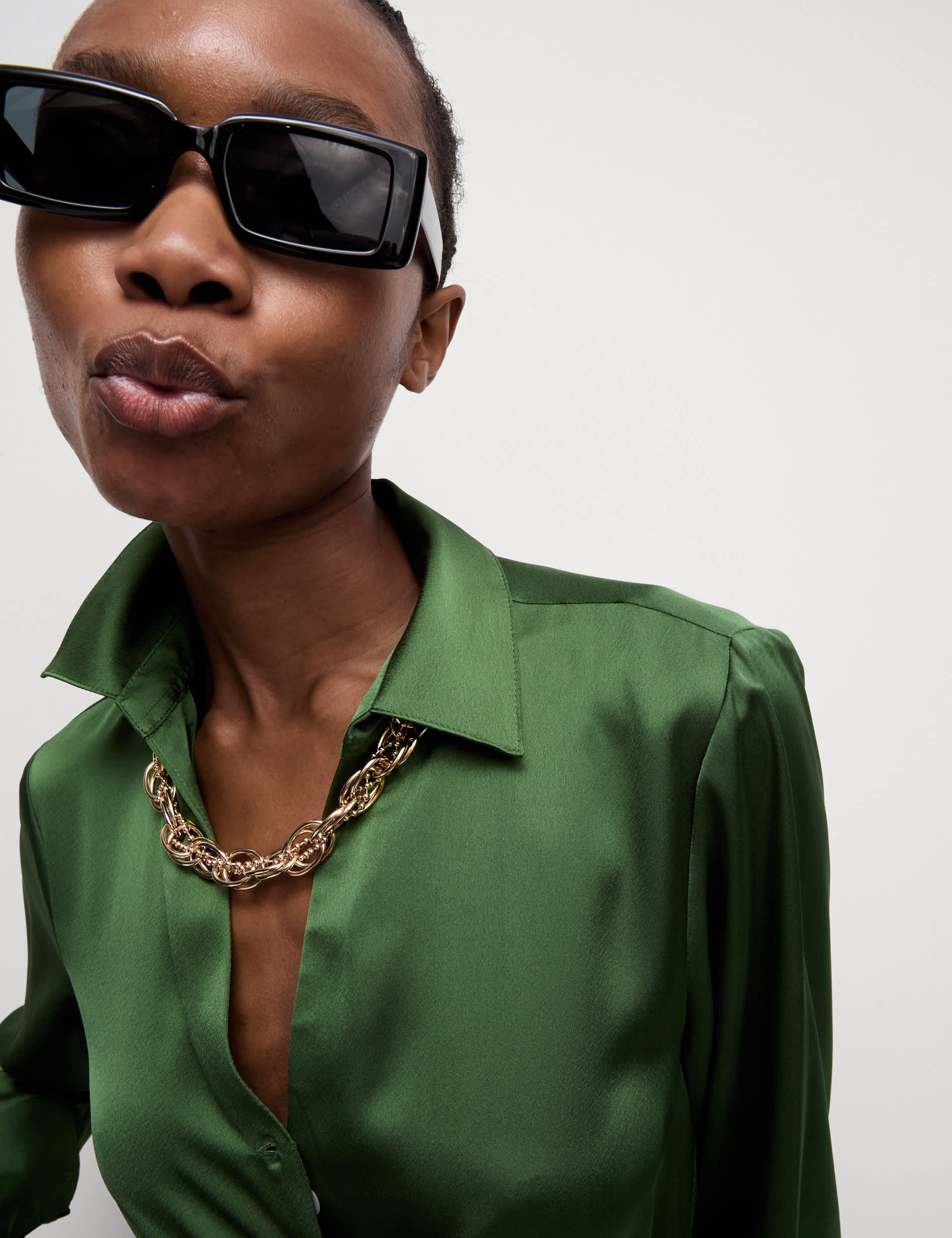 M&S Women's Satin Collared Button Through Shirt