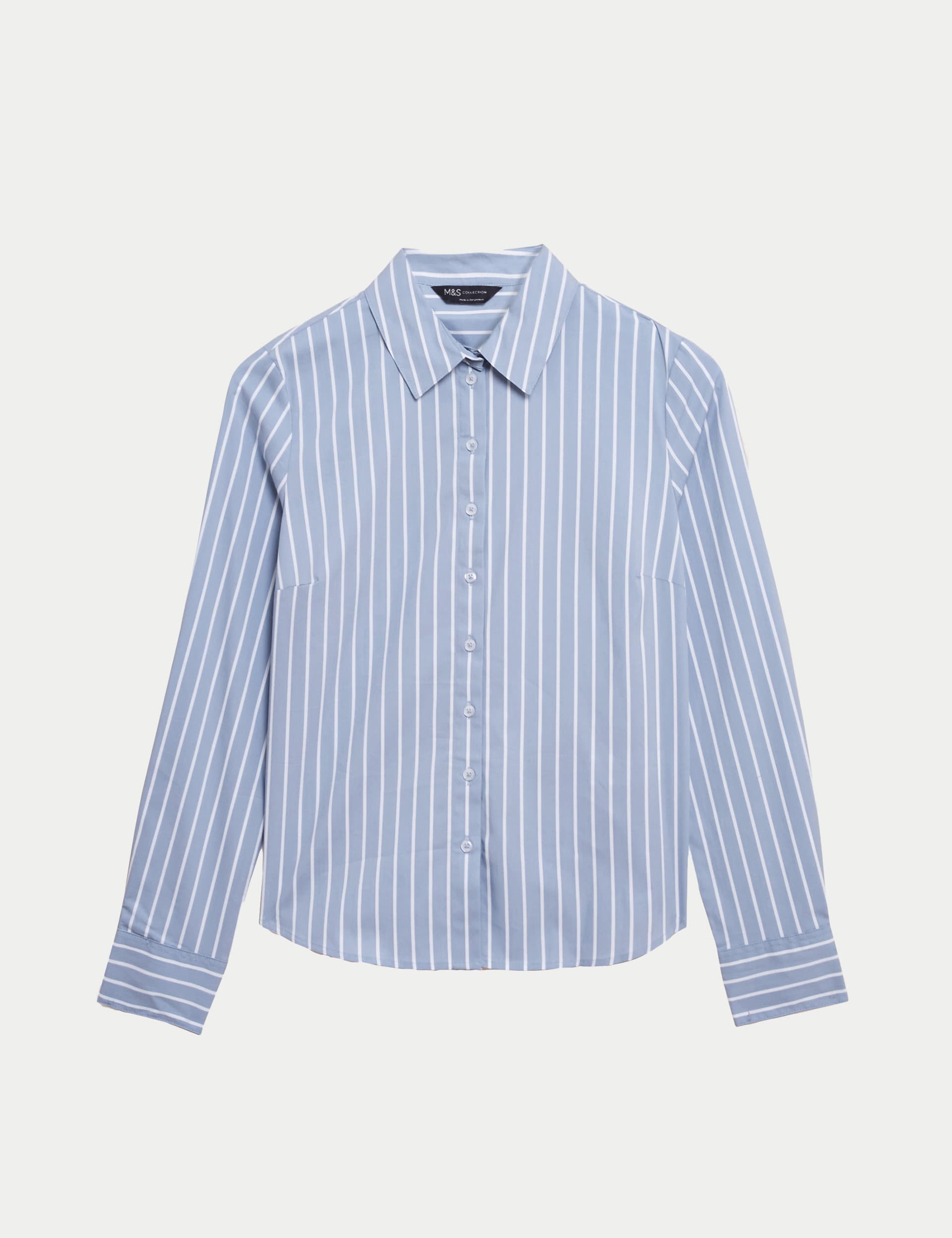 M&S Women's Cotton Rich Striped Fitted Shirt