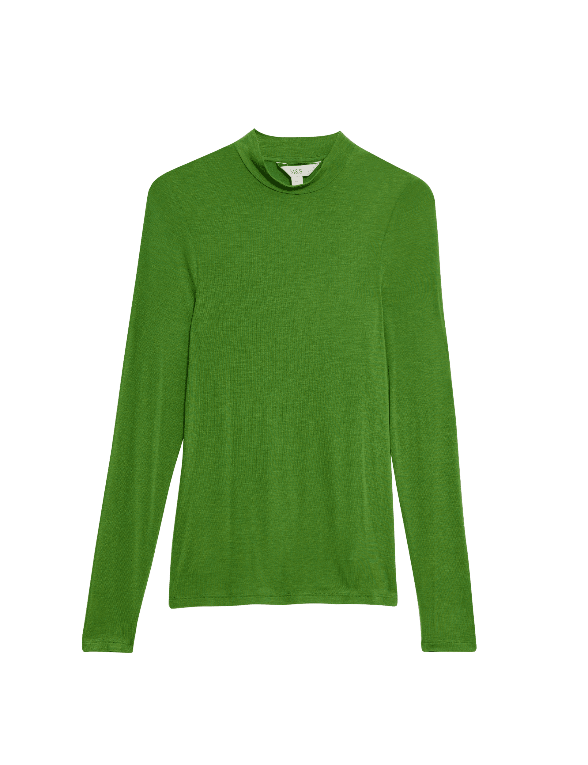 M&S Collection Women's Modal Rich High Neck Regular Fit Top - 14REG - Green, Green