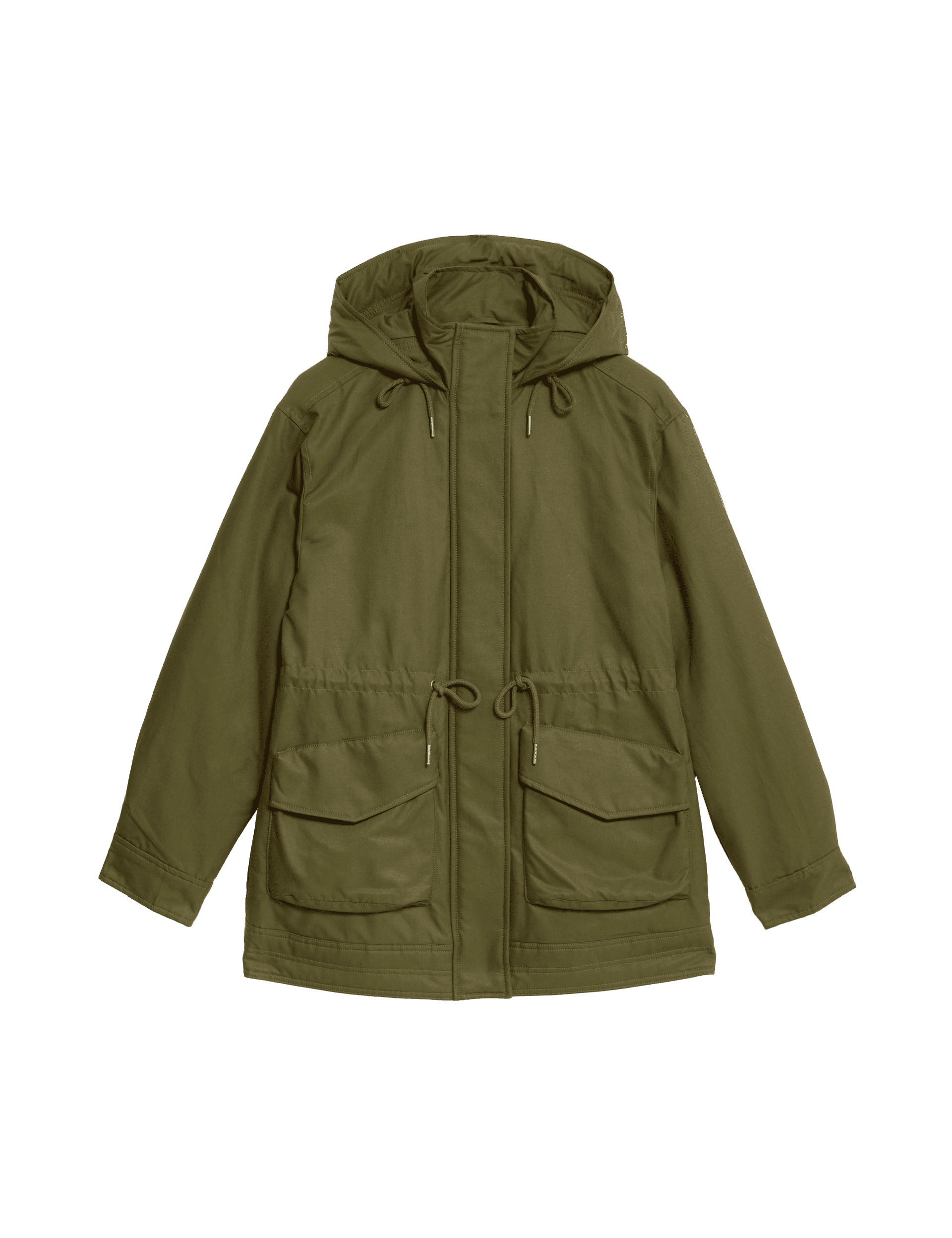 M&S Collection Women's Cotton Blend Utility Parka - 14 - Khaki, Khaki