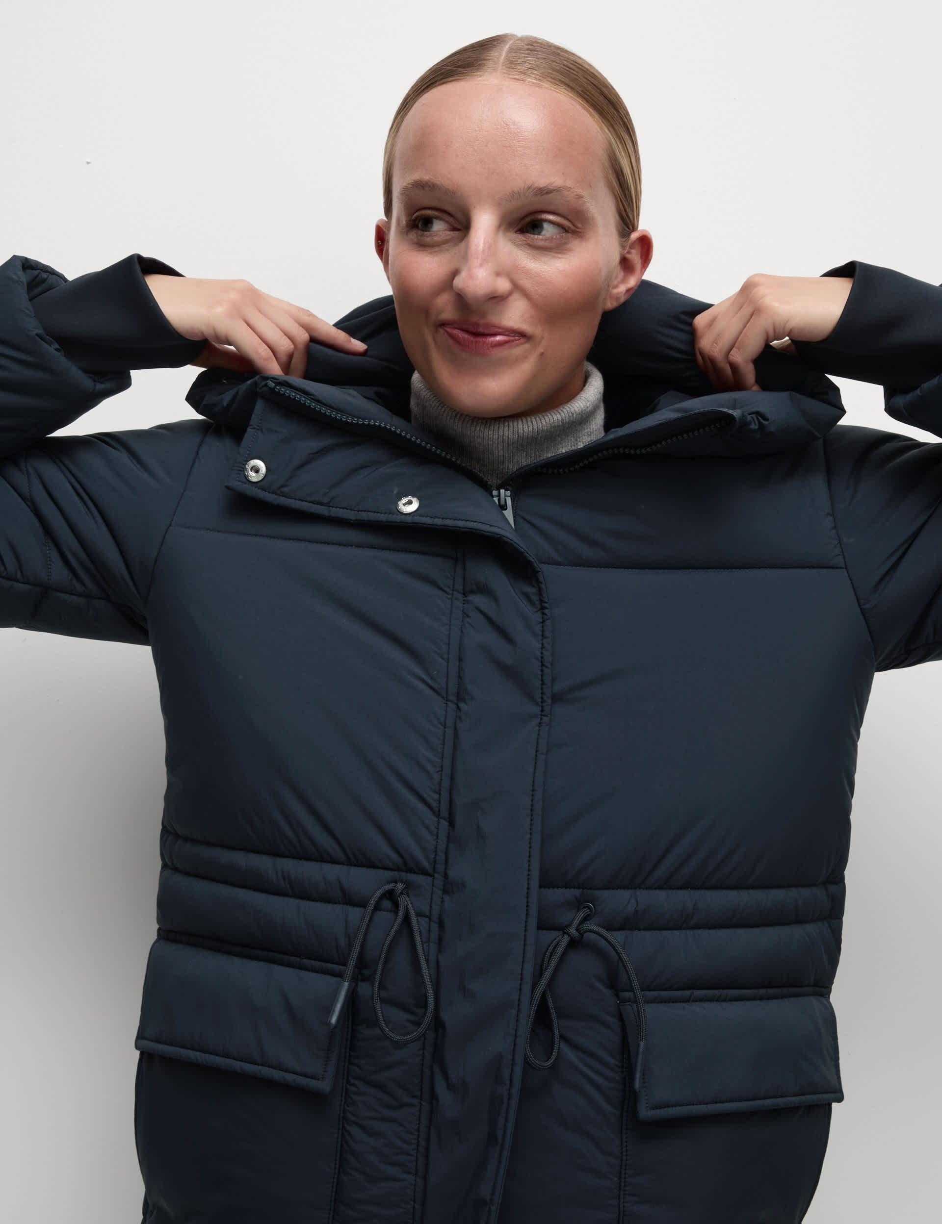 M&S Women's Thermowarmth Stormwear Quilted Puffer Coat - 16 - Midnight Navy, Midnight Navy,Soft Gr