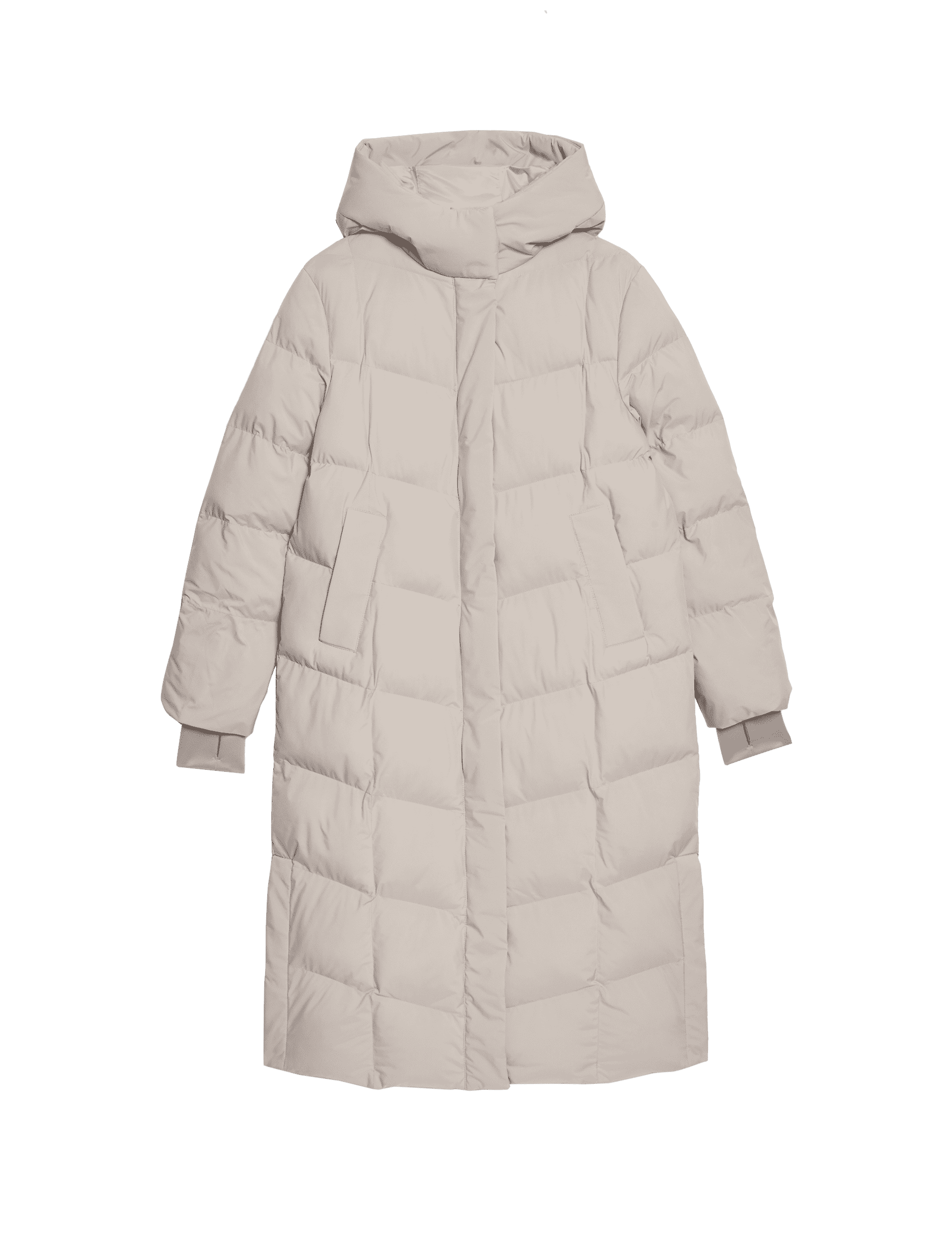 M&S Collection Women's Thermowarmth Hooded Longline Duvet Coat - 18 - Light Beige, Light Beige