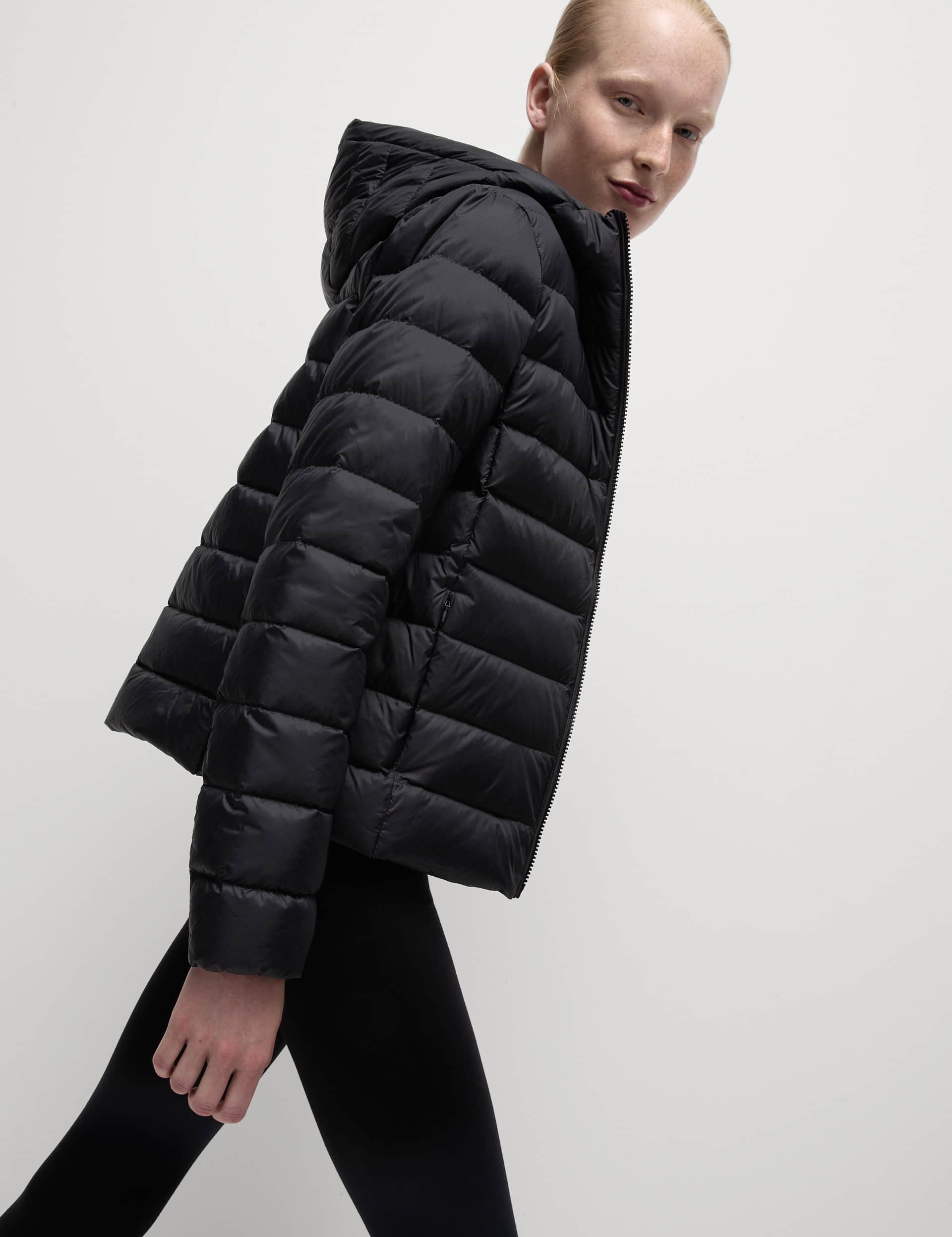 M&S Women's Feather & Down Hooded Packaway Relaxed Jacket