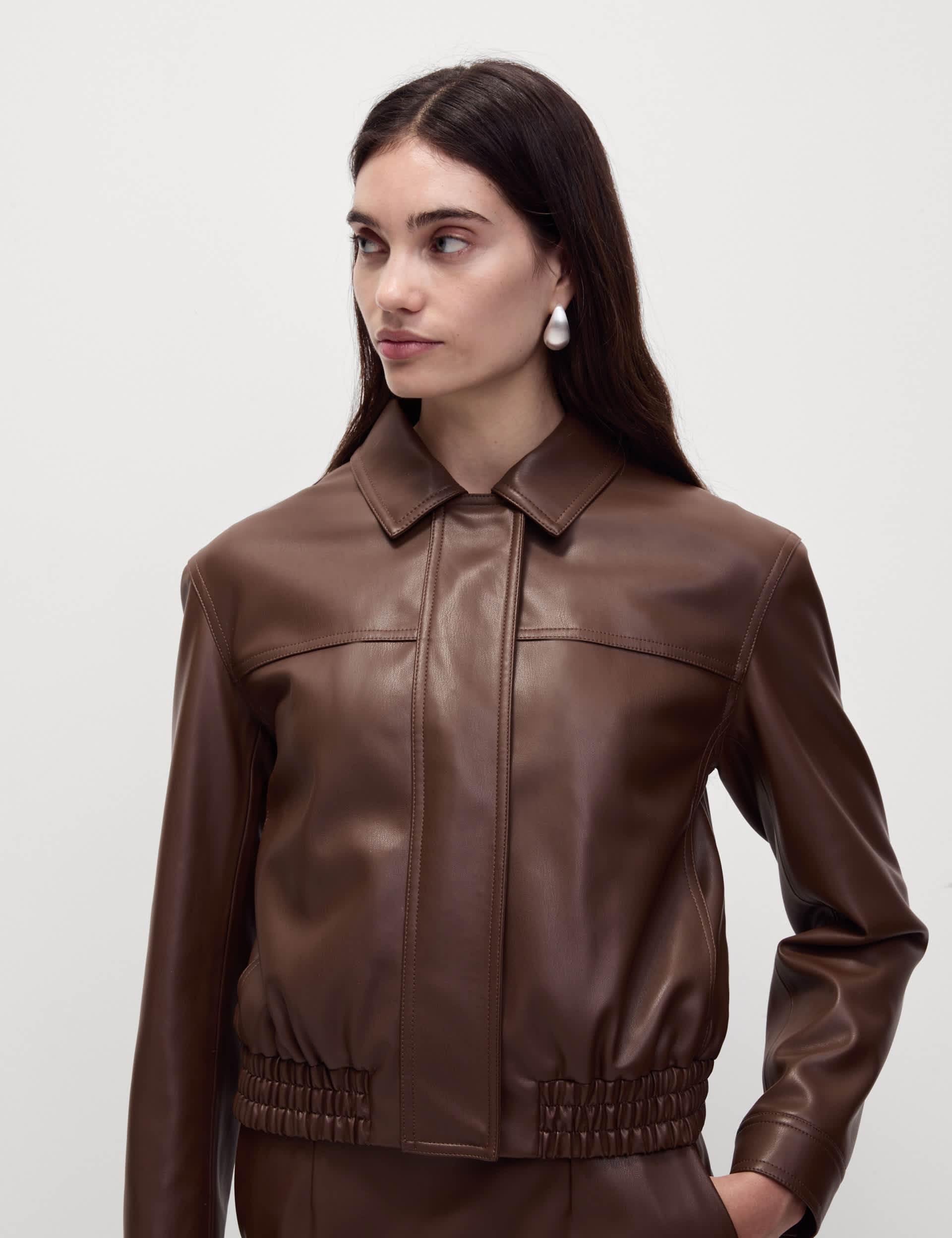M&S Women's Faux Leather Harrington Jacket