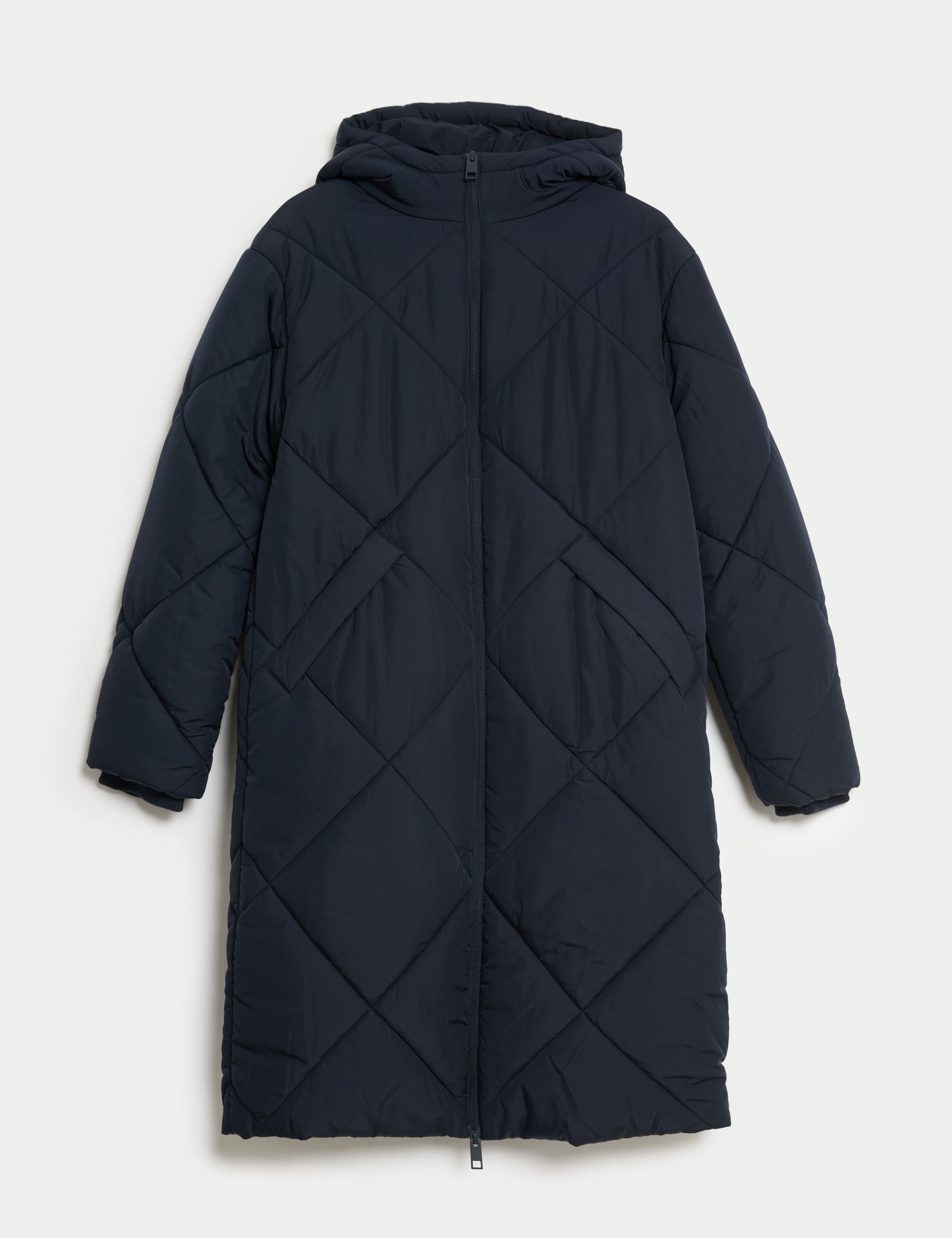 M&S Women's Thermowarmth Diamond Quilted Padded Coat - 12 - Midnight Navy, Midnight Navy,Beige