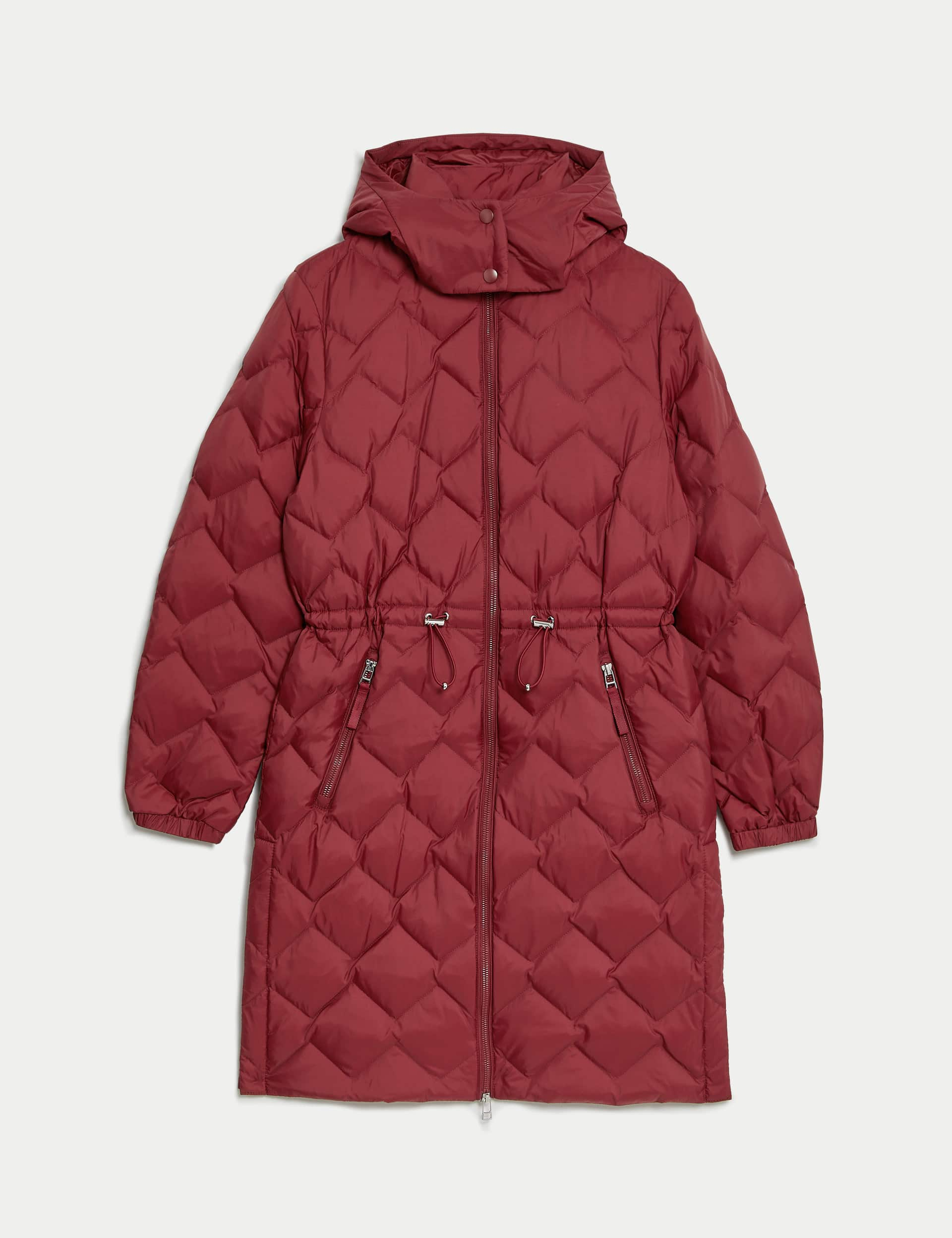 M&S Women's Feather & Down Stormwear Puffer Coat - 14 - Dark Red, Dark Red