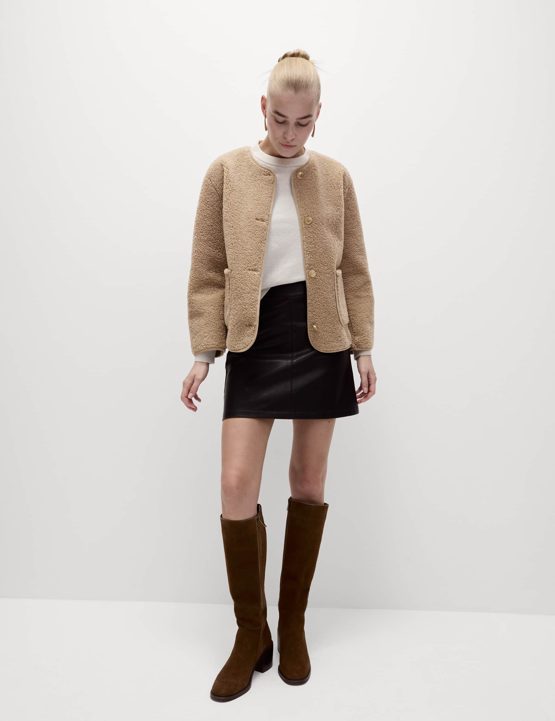 M&S Women's Borg Suedette Jacket