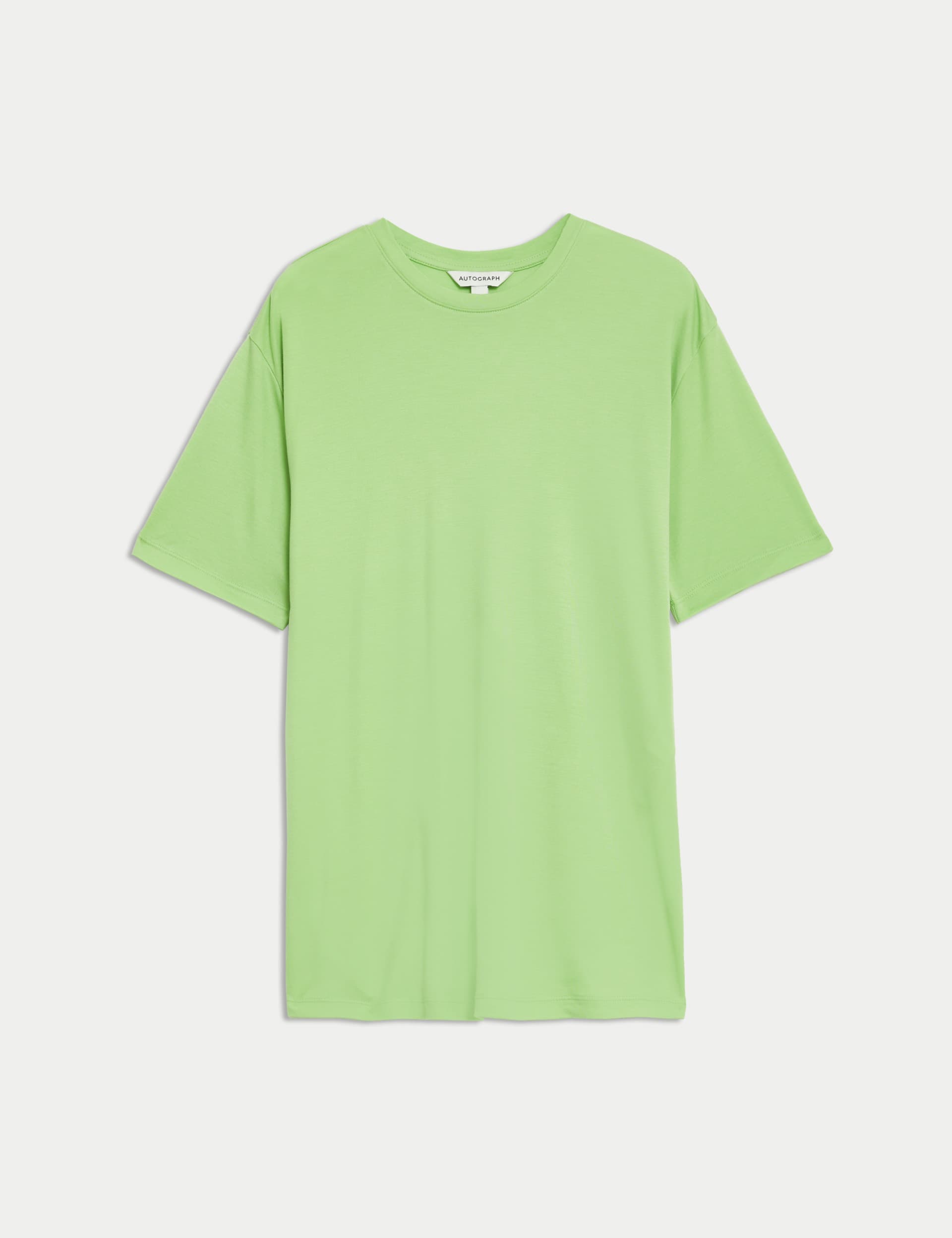 Autograph Women's Pure Lyocell Longline T-Shirt - 12 - Pale Green, Soft White,Pale Green