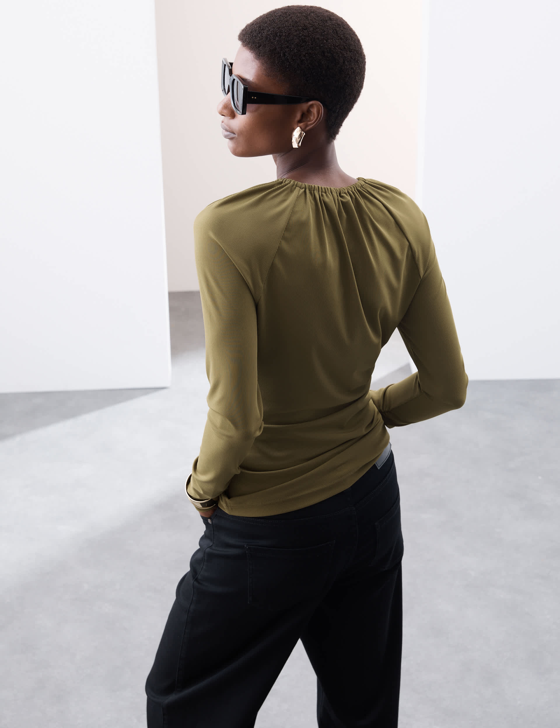 Autograph Women's Ribbed Round Neck Jersey Top