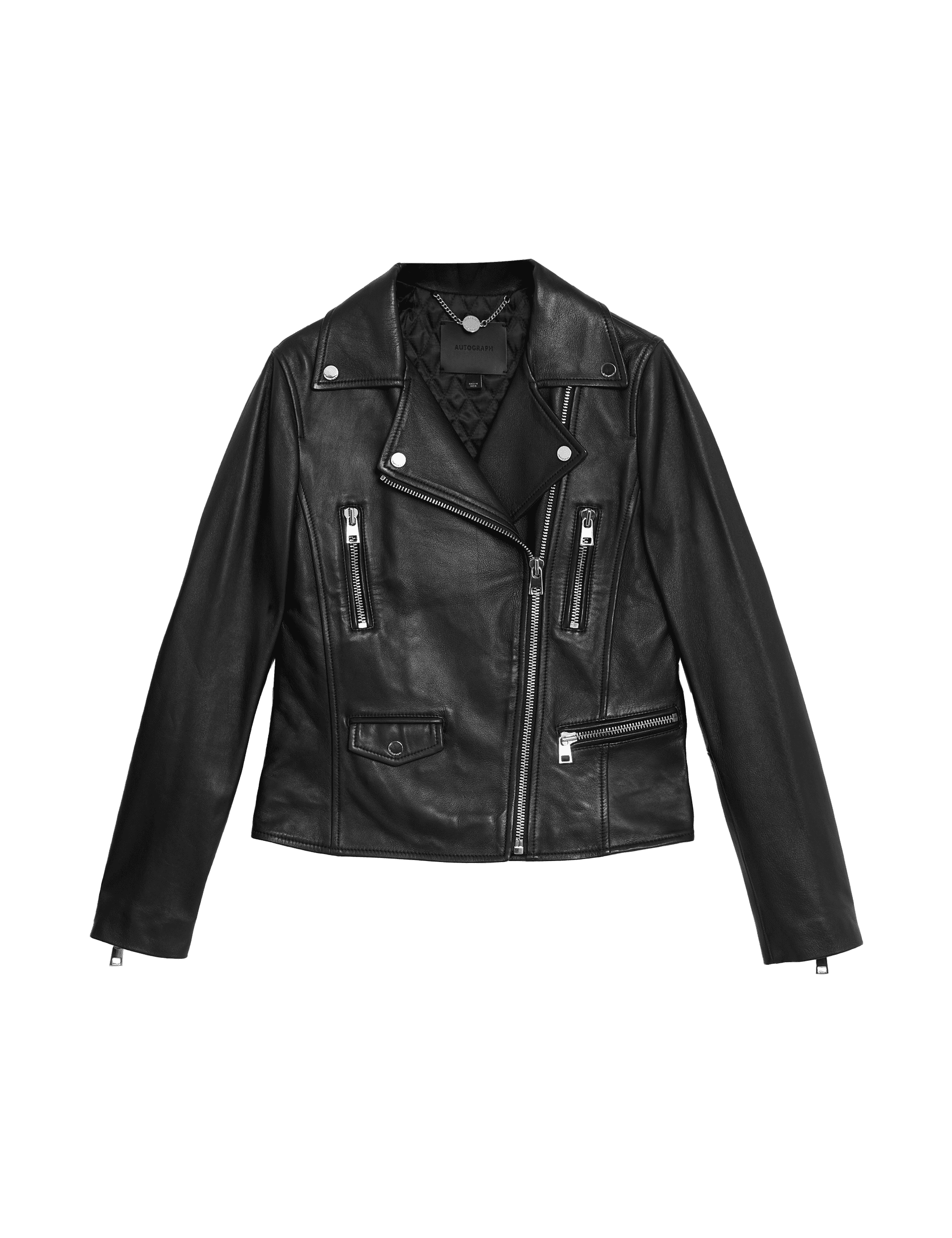 Autograph Women's Leather Biker Jacket - 18 - Black, Black