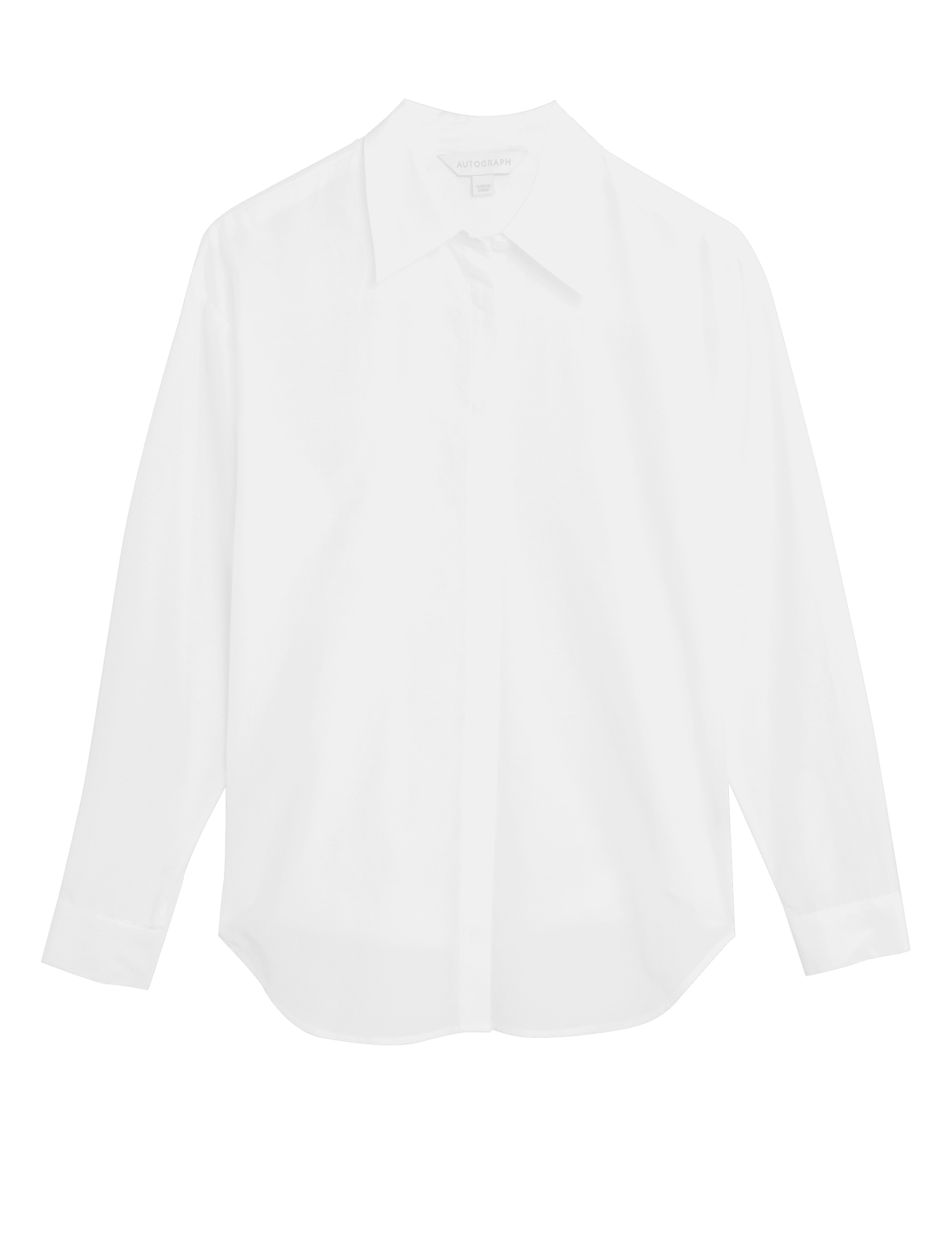 Autograph Women's Silk Blend Collared Long Sleeve Shirt - 18 - White, White