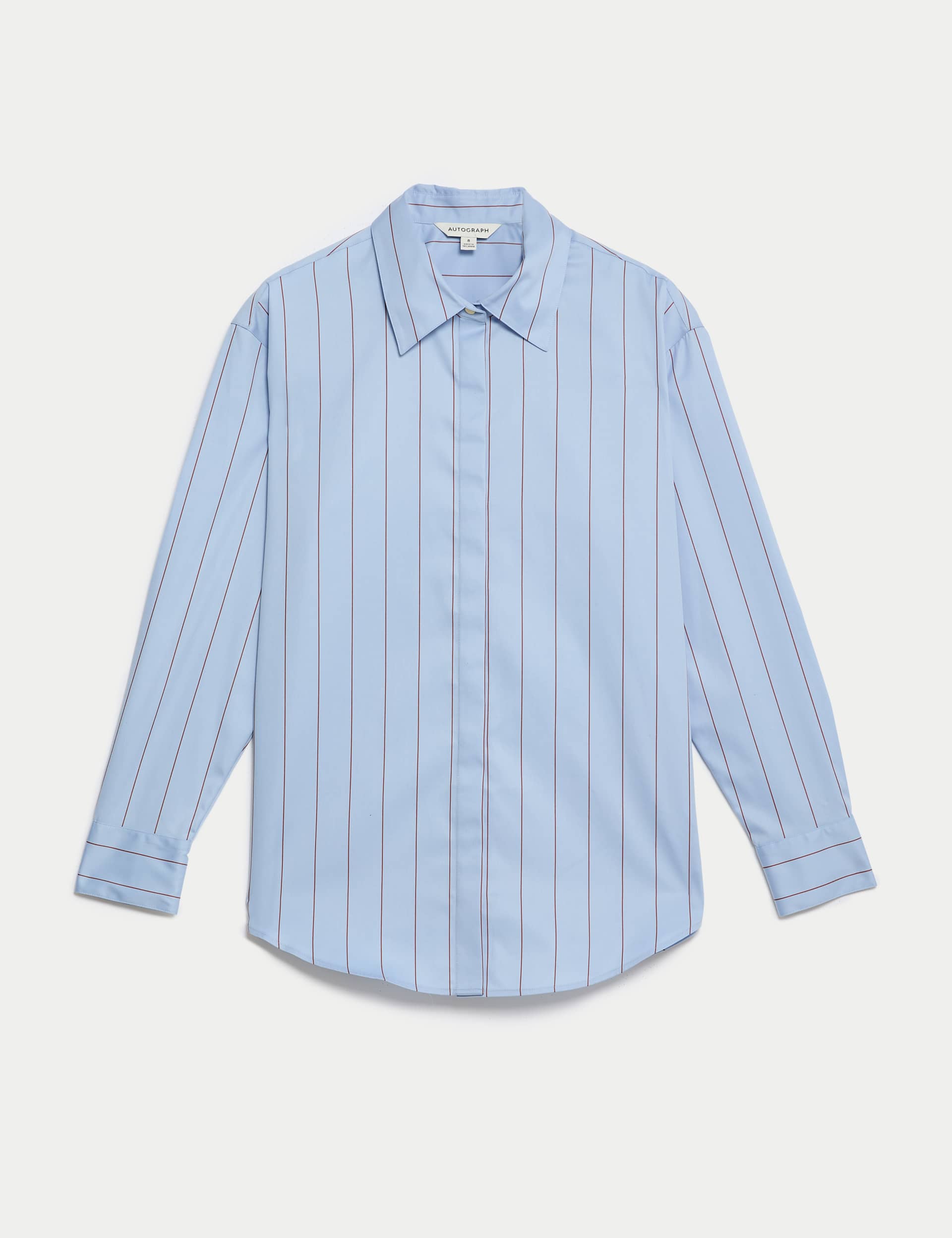 Autograph Women's Pure Cotton Striped Collared Shirt - 14 - Blue Mix, Blue Mix