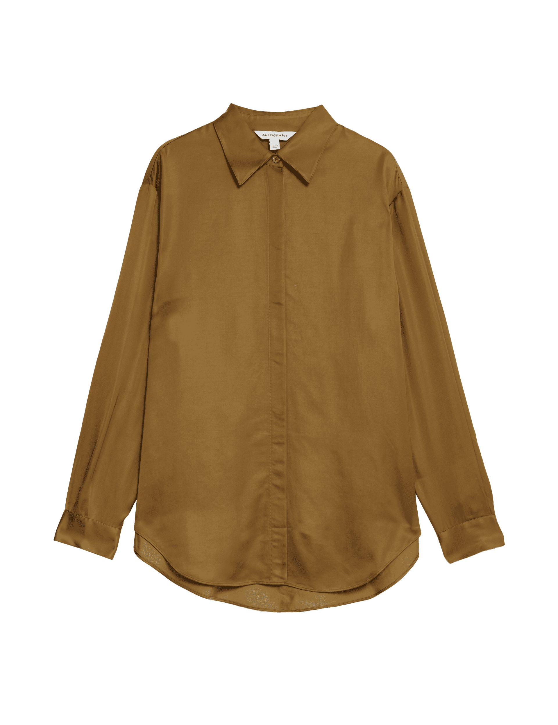 Autograph Women's Modal Blend Satin Collared Relaxed Shirt - 14 - Caramel, Caramel