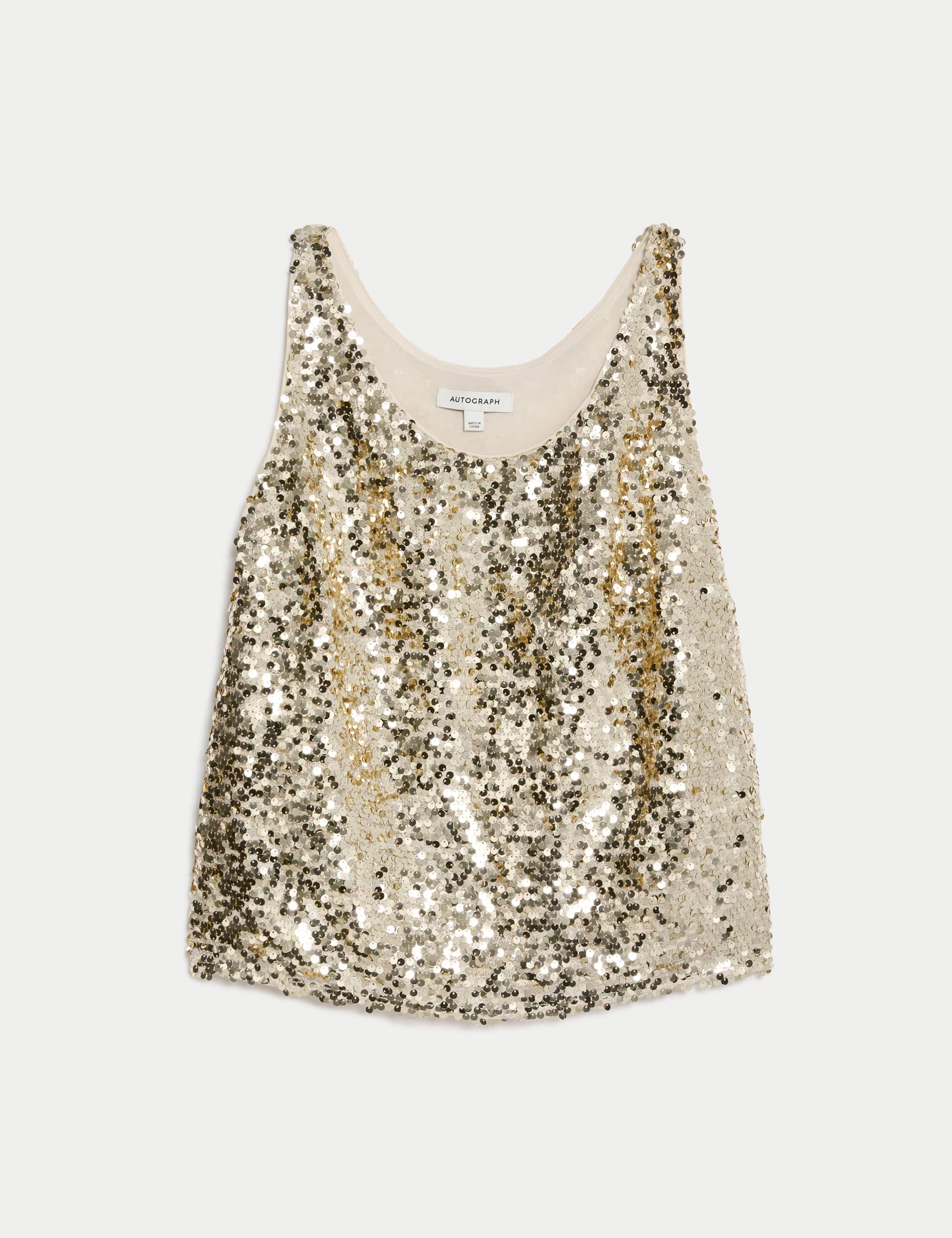 Autograph Women's Sequin Vest - 14 - Gold, Gold