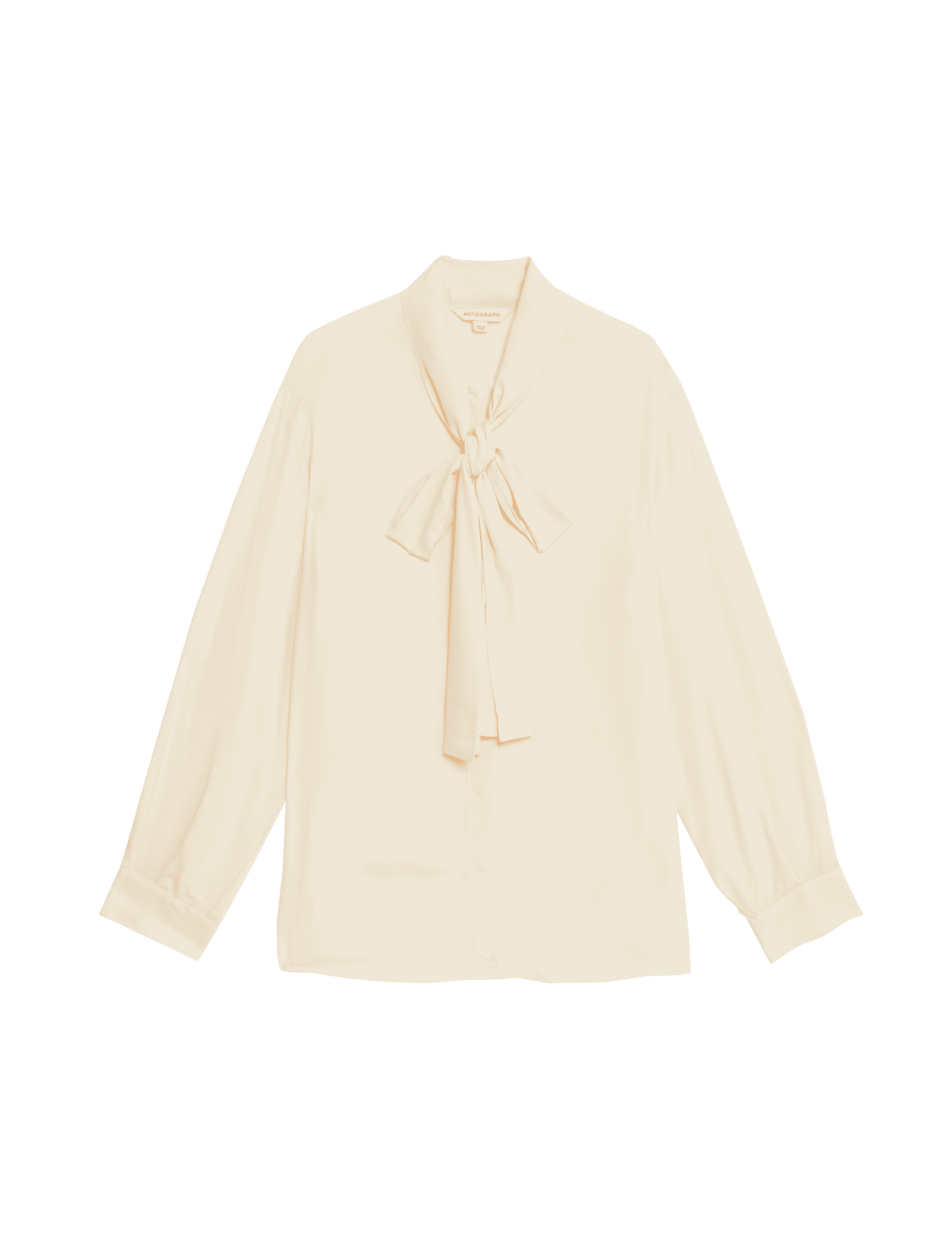 Autograph Women's Silk Blend Tie Neck Button Through Blouse - 12 - Ivory, Ivory