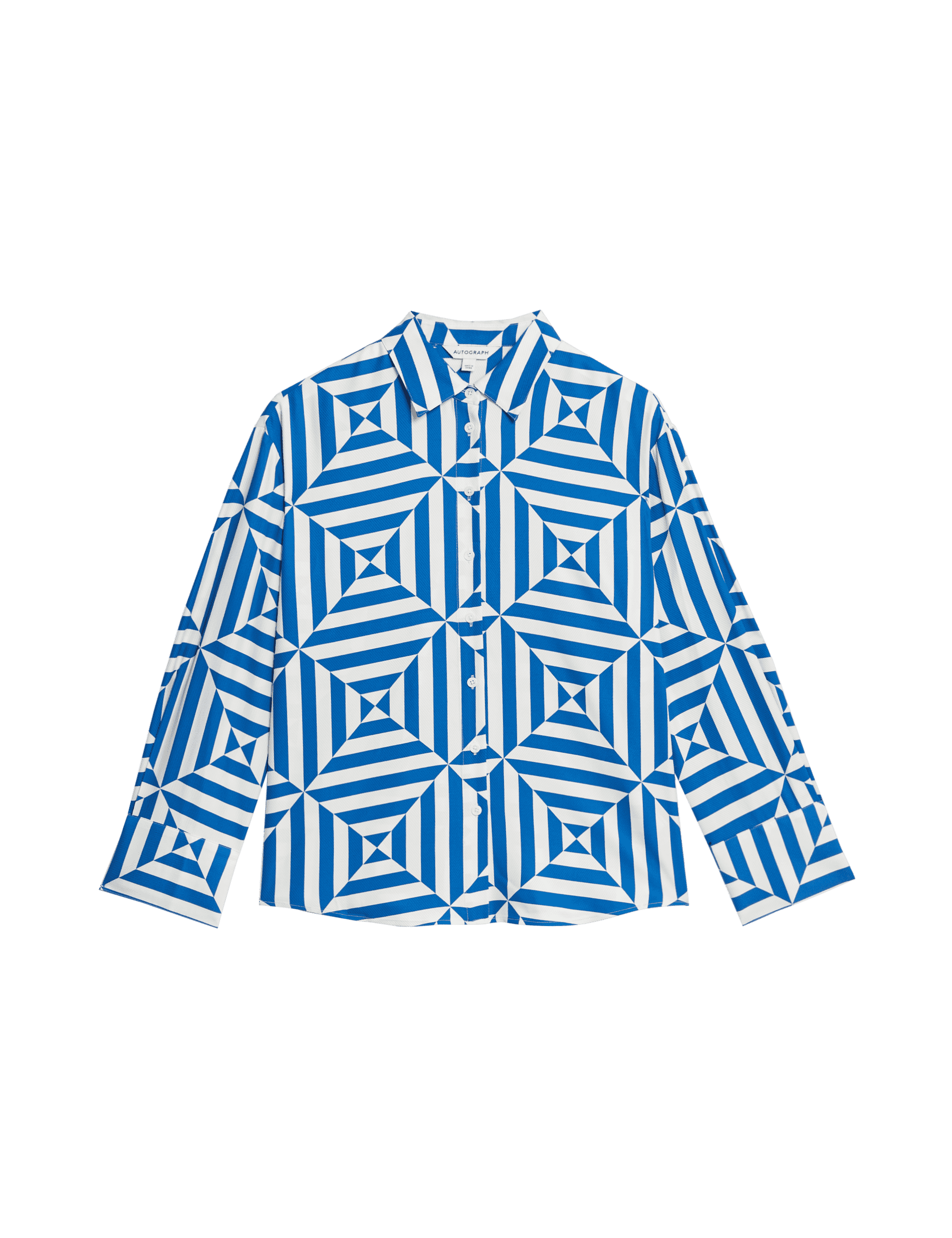 Autograph Women's Geometric Collared Shirt - 12 - Blue Mix, Blue Mix