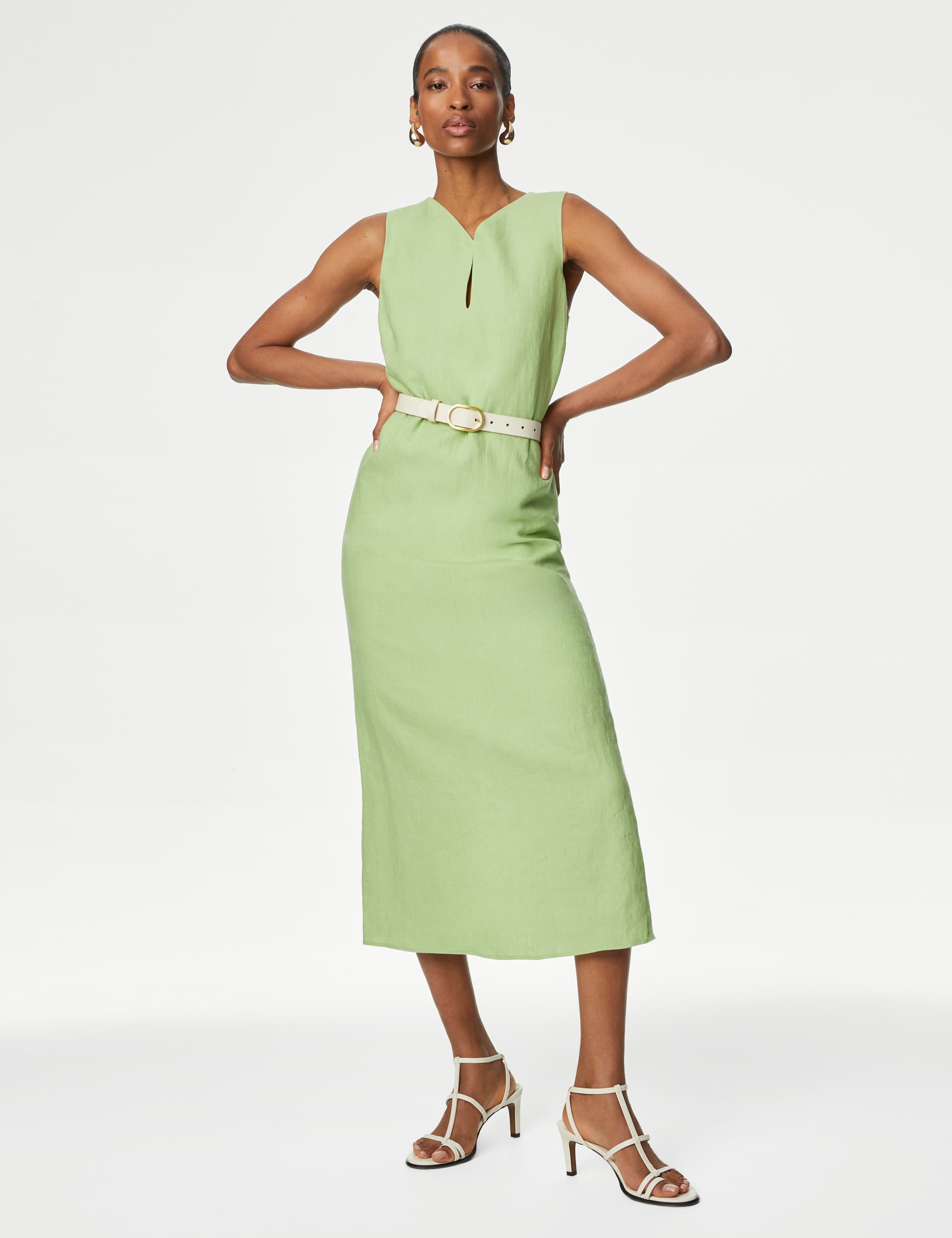 Autograph Women's Pure Irish Linen V-Neck Midaxi Column Dress