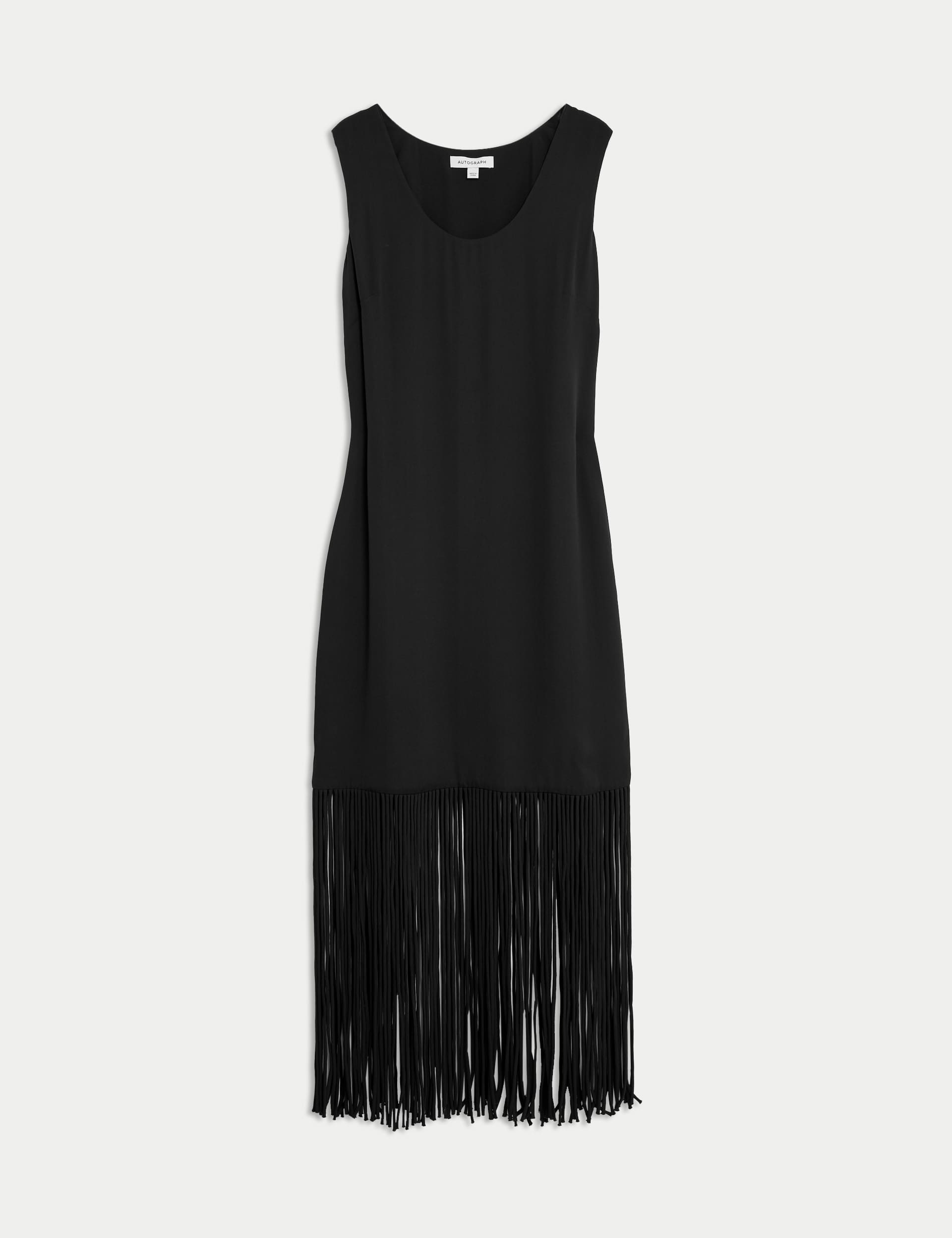 Autograph Women's Crepe Tassel Midaxi Column Dress - 14 - Black, Black