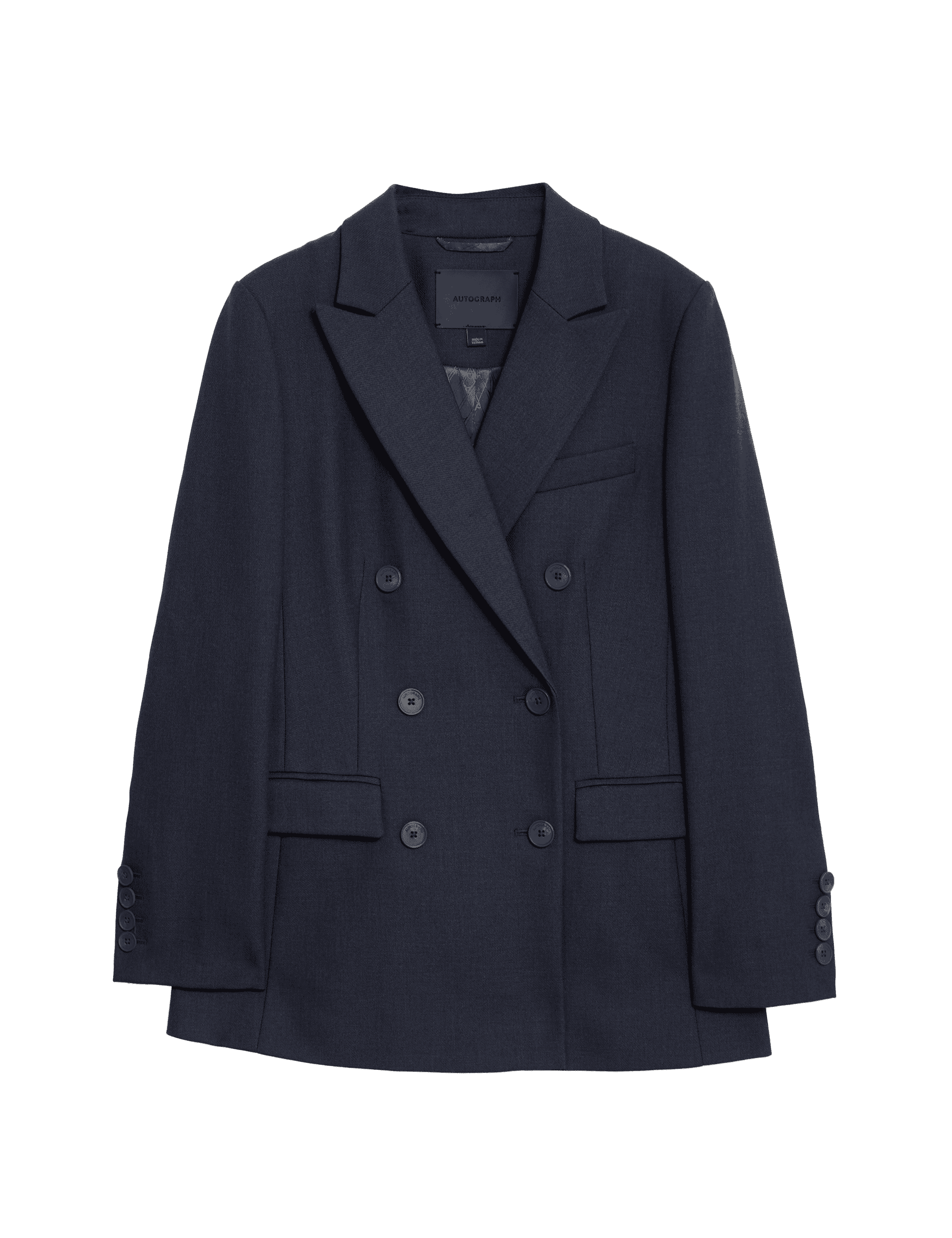 Autograph Women's Double Breasted Blazer With Wool - 12 - Moondust, Moondust