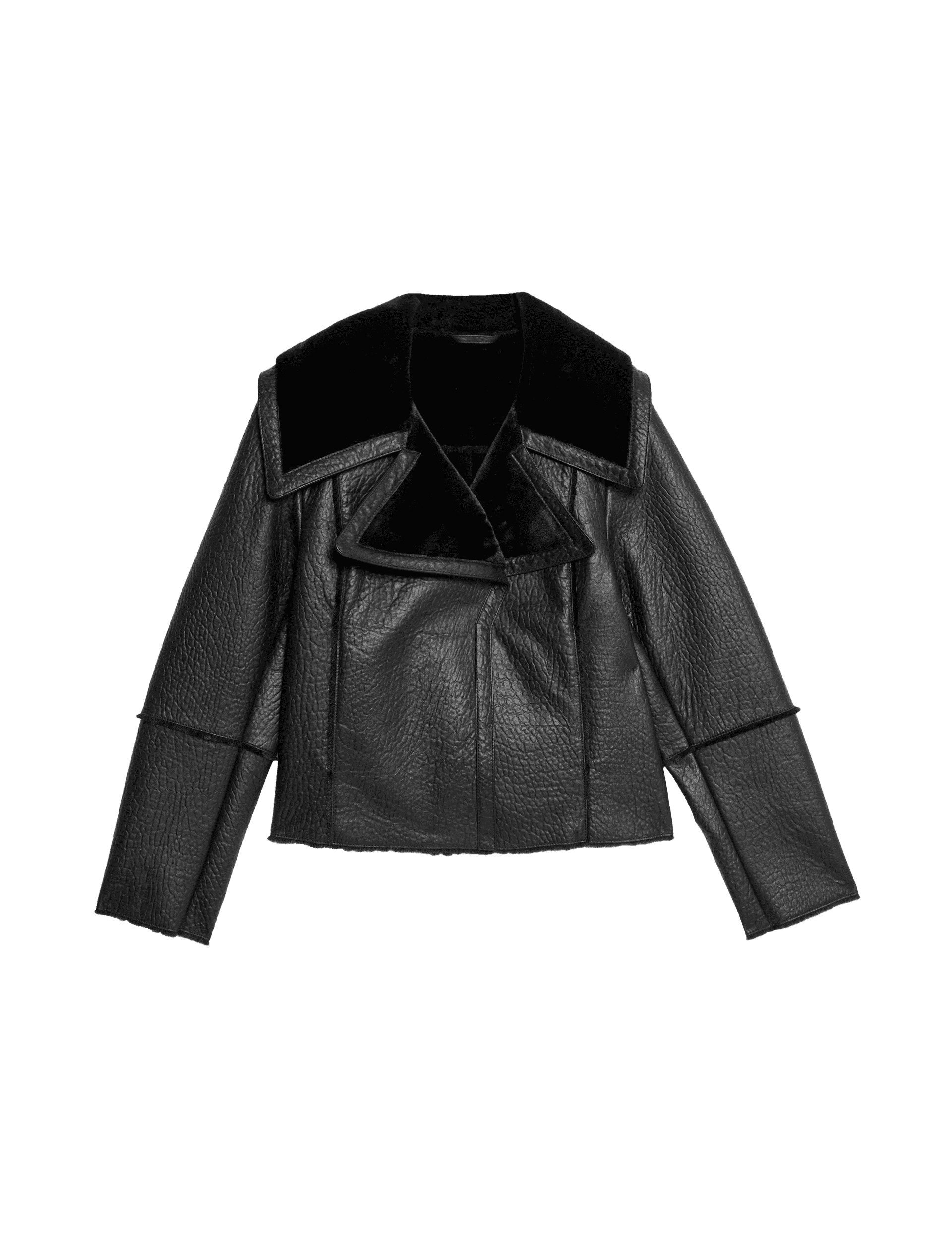 Autograph Women's Leather Faux Fur Lined Cropped Jacket - M - Black, Black