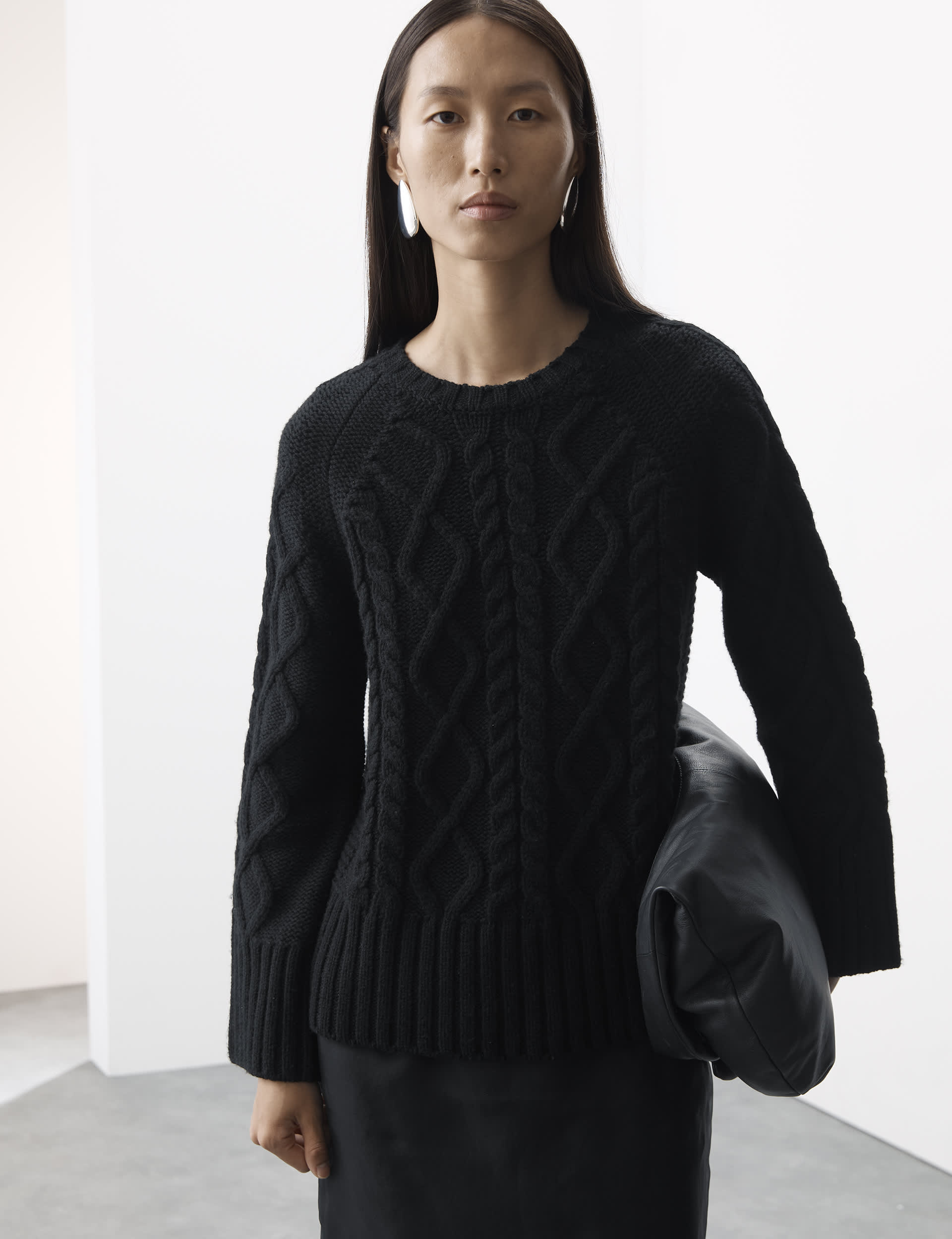 Autograph Women's Merino Wool With Cashmere Cable Knit Jumper