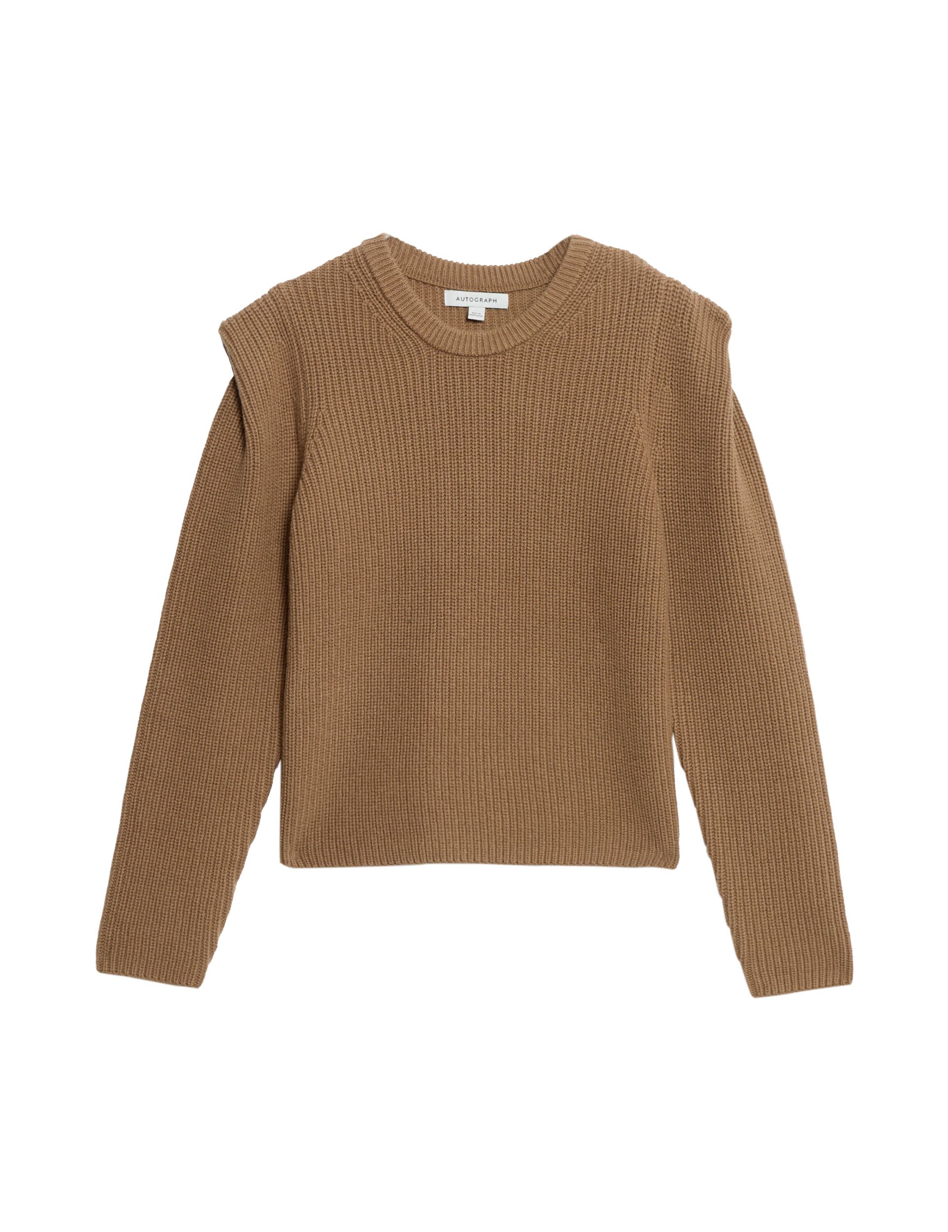 Autograph Women's Wool Rich Ribbed Crew Neck Jumper - 12 - Butterscotch, Butterscotch