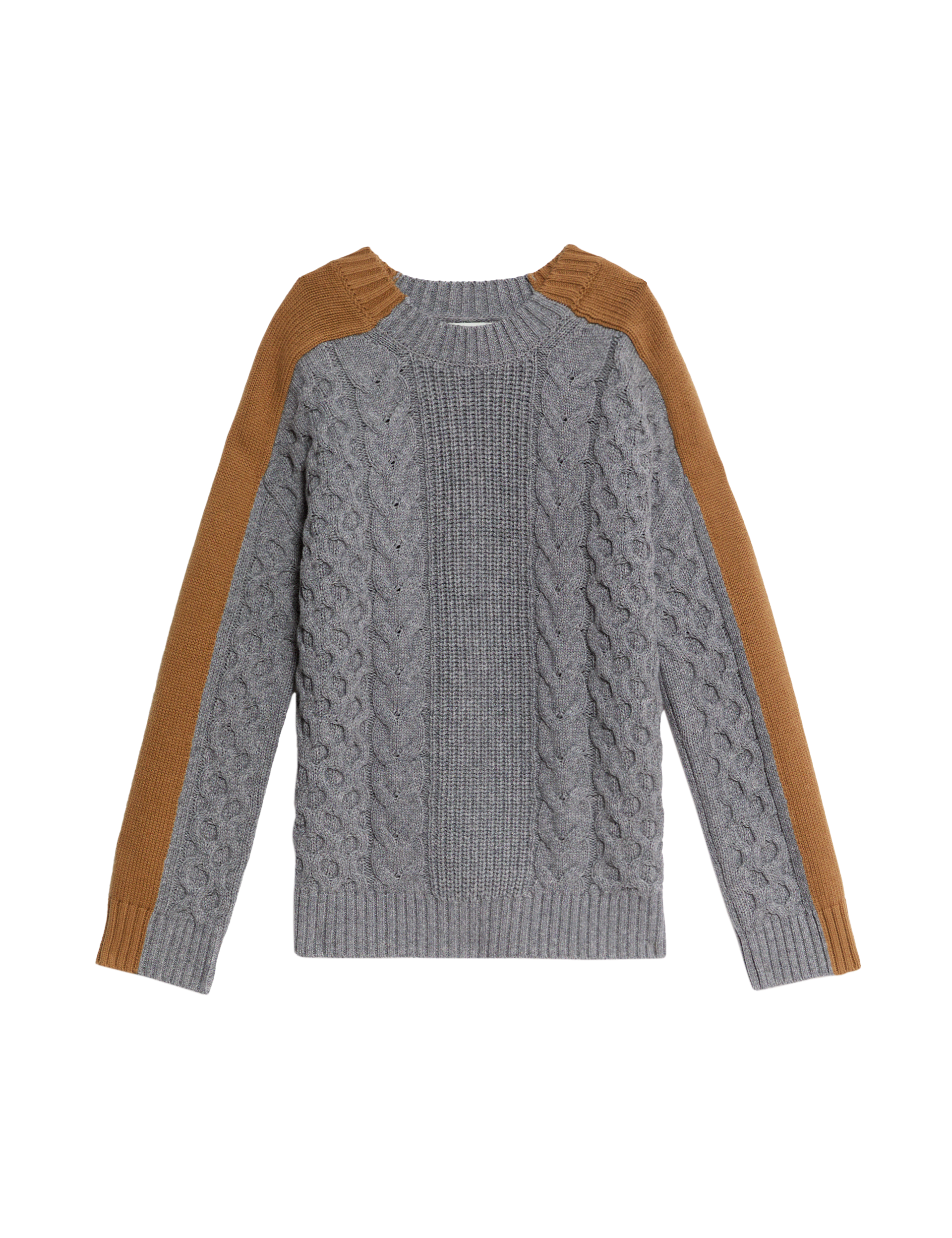 Autograph Women's Wool Rich Colour Block Crew Neck Jumper - 10 - Grey Mix, Grey Mix