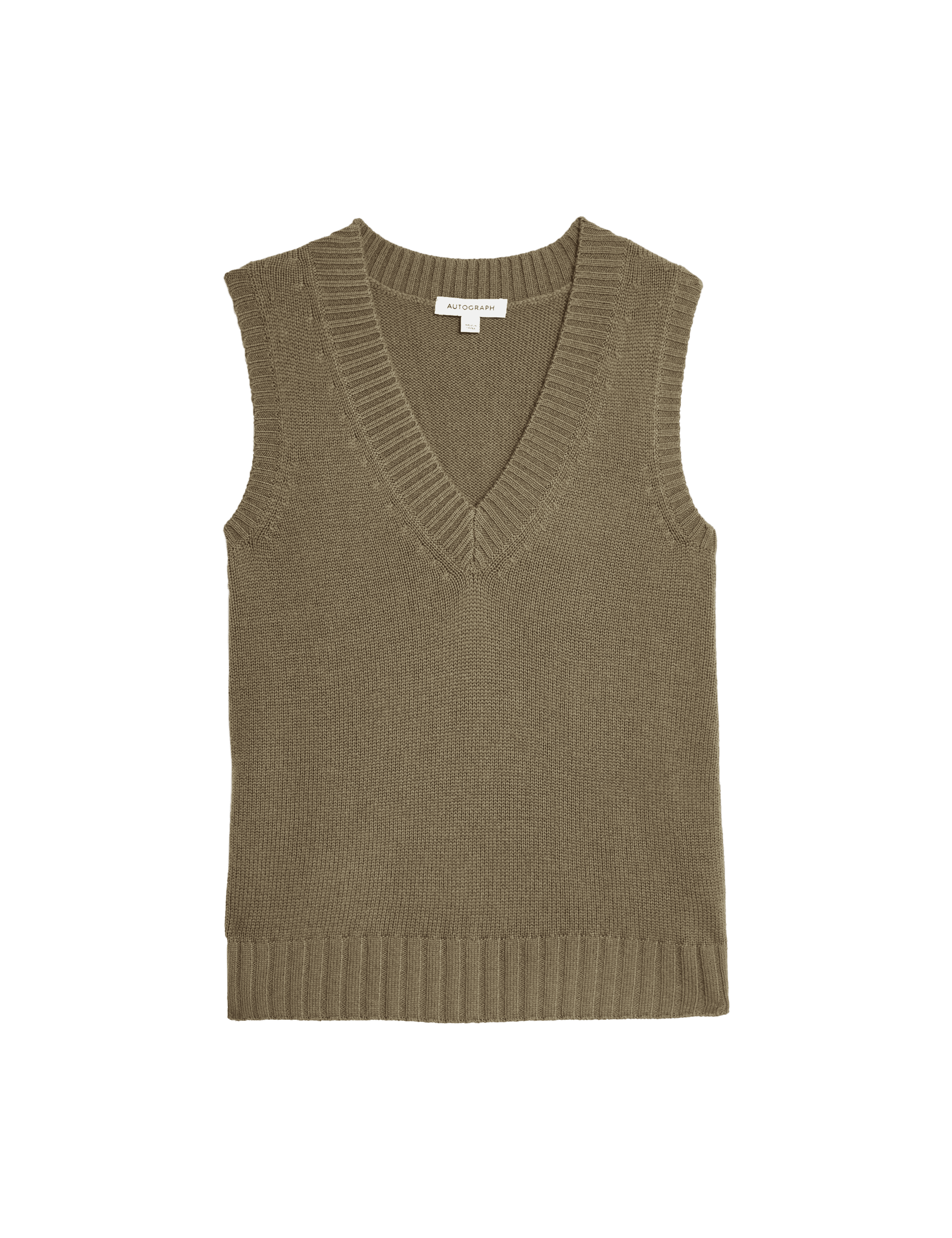 Autograph Women's Merino Wool Rich Textured Knitted Vest - 10 - Moss, Moss