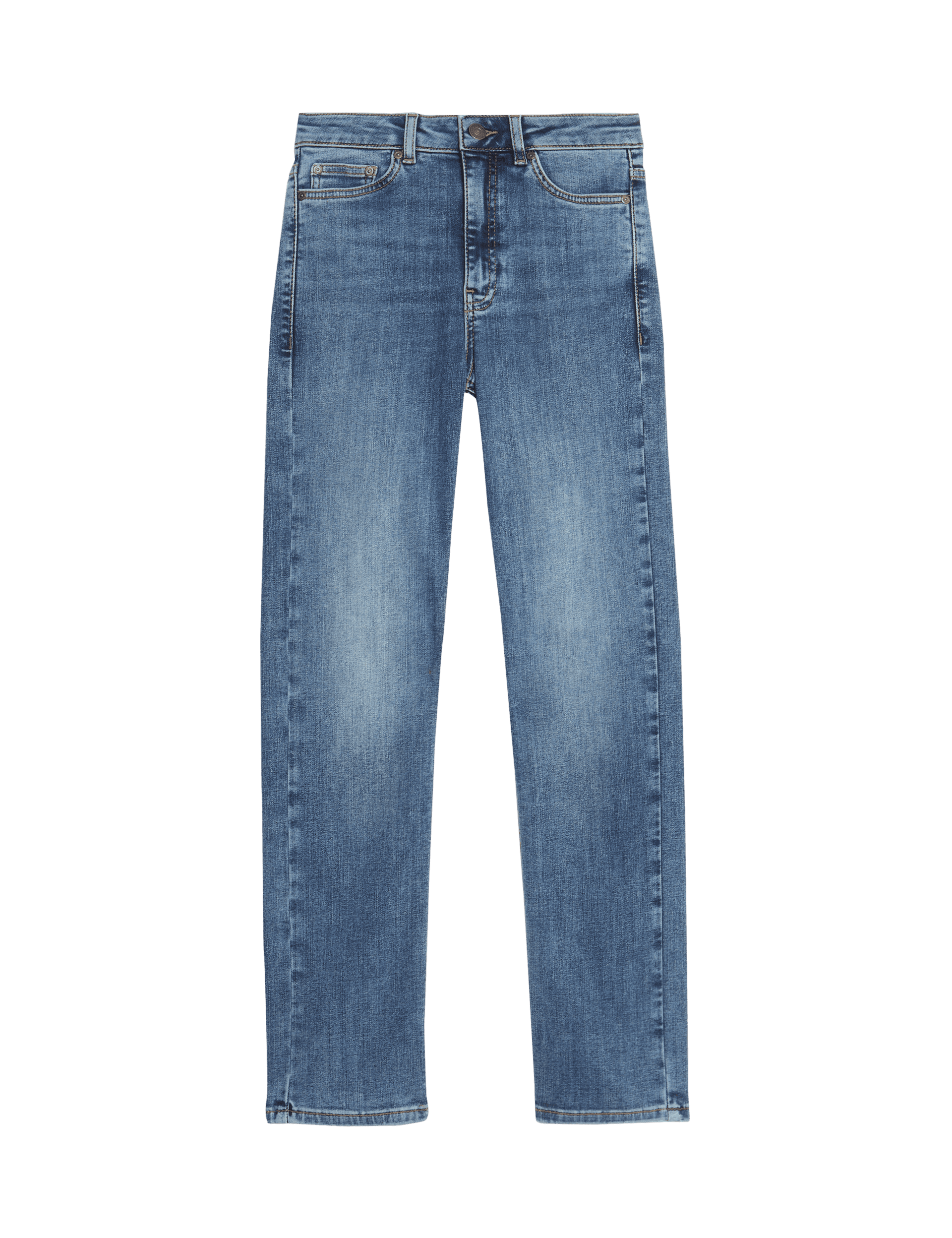 Autograph Women's High Waisted Straight Leg Jeans - 12SHT - Ocean, Ocean,Dark Blue